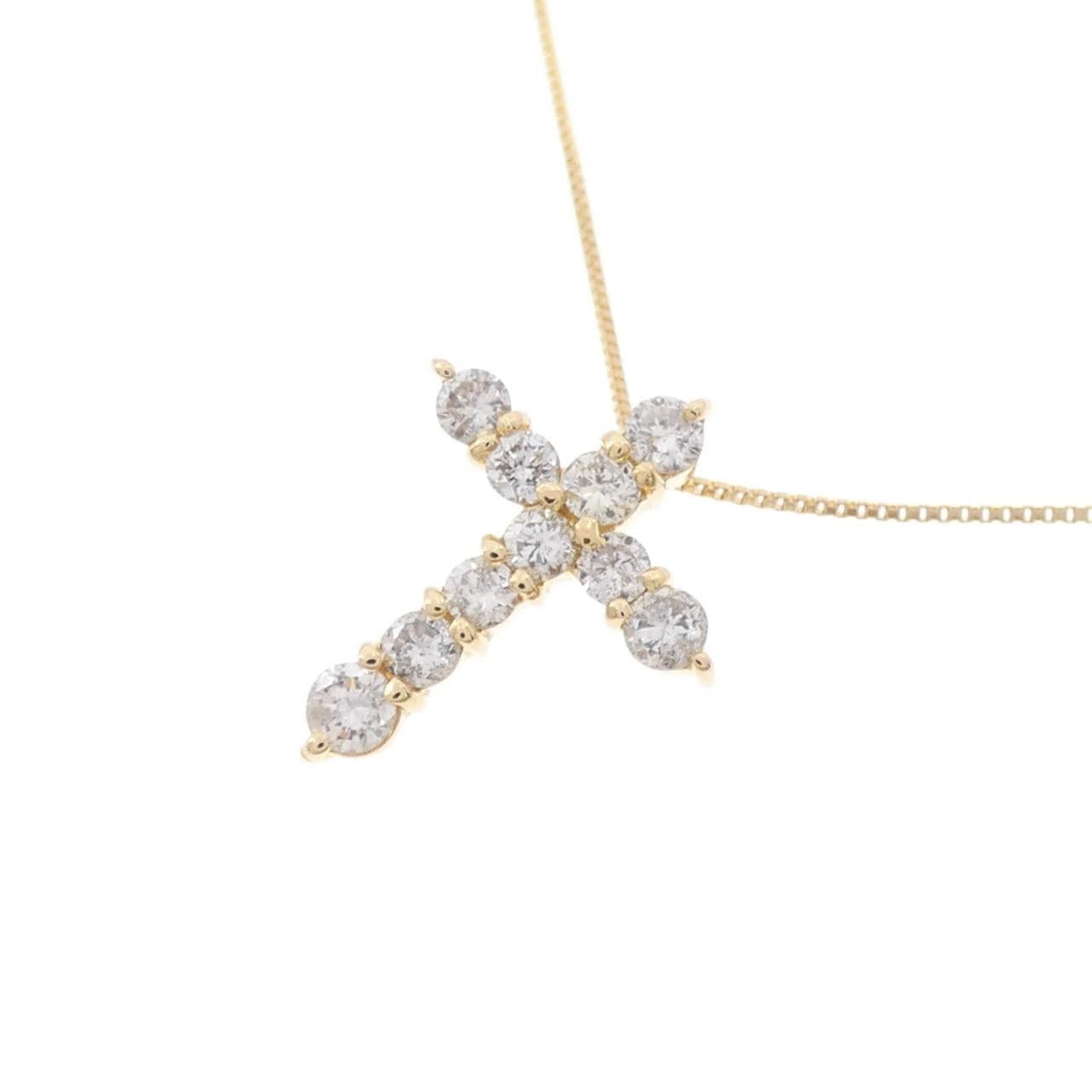 K18YG クロス ダイヤモンド ネックレス 0.30CT