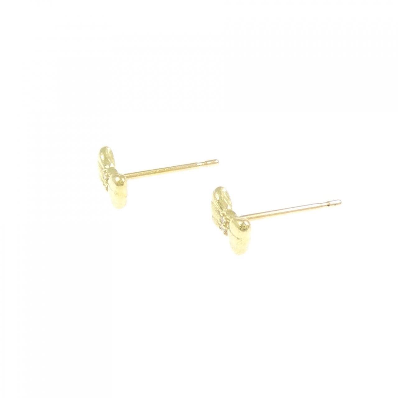 K18YG ribbon Diamond earrings