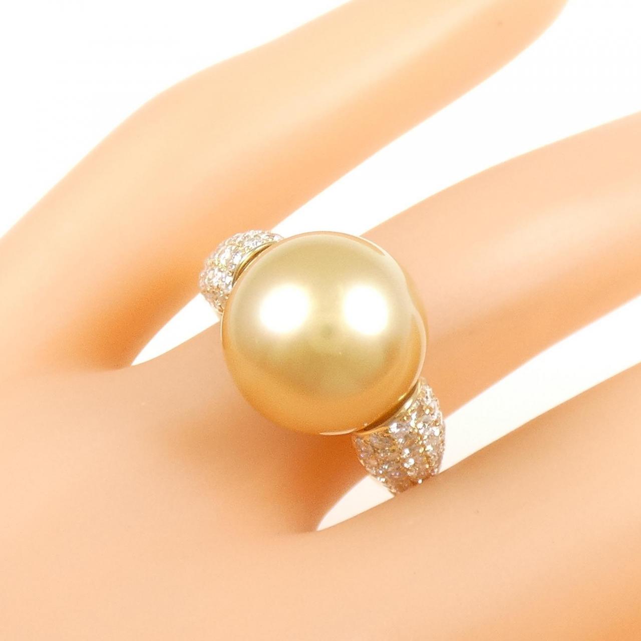 K18YG White Butterfly Pearl ring 12.4mm