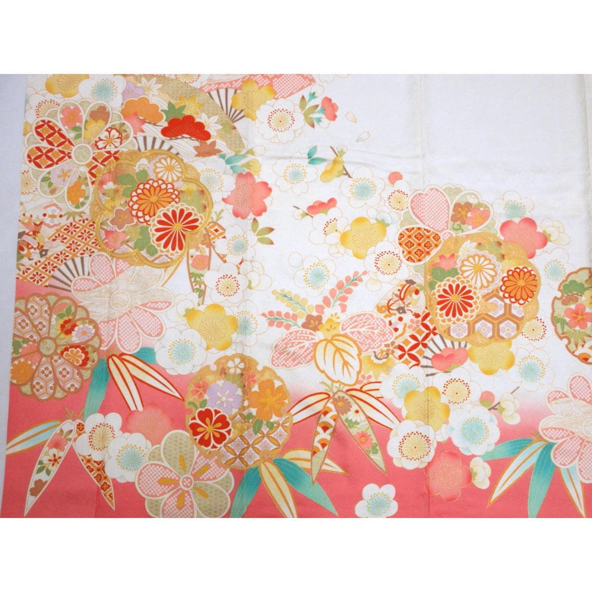 Furisode Yuzen gold color processing Bokashi dyeing with embroidery