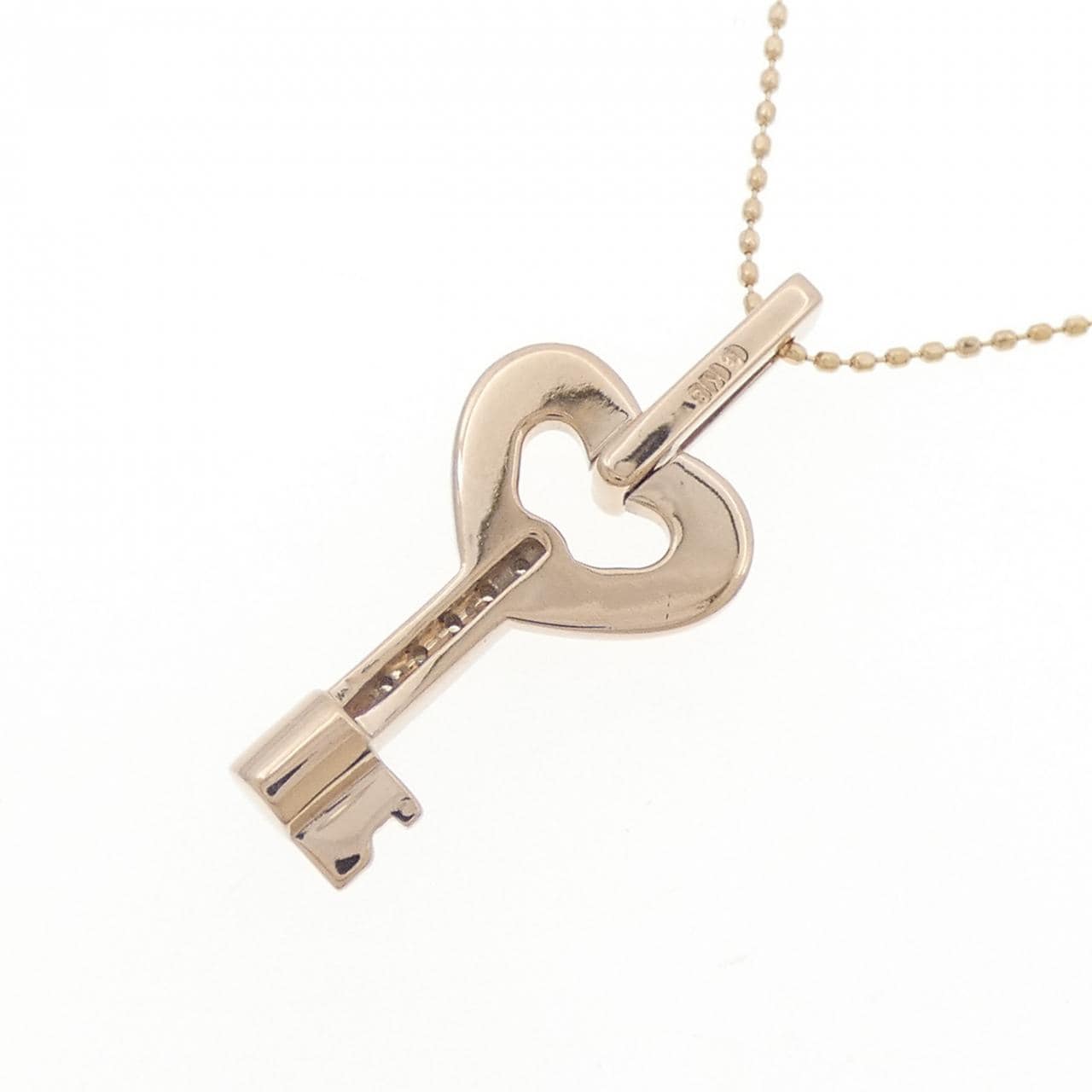 K18PG ハート×キー ダイヤモンド ネックレス