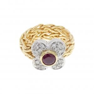 ポンテヴェキオ フラワー ルビー リング 0.95CT