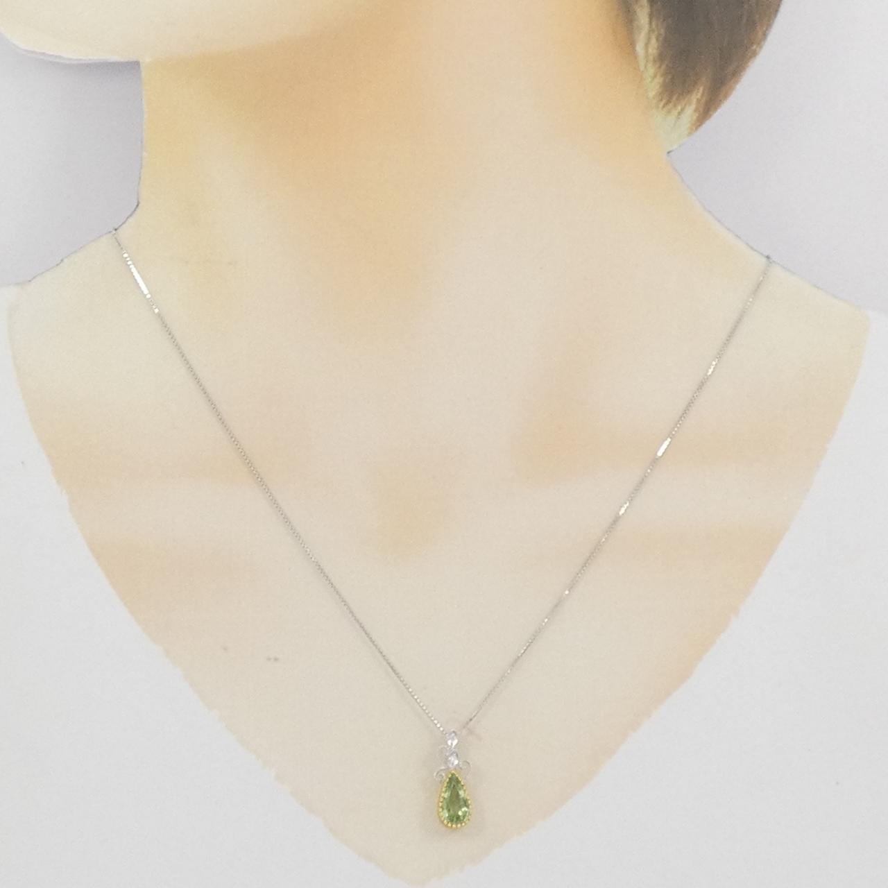 K18YG/K18WG グリーンガーネット ネックレス 1.194CT