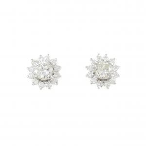 PT900 フラワー ダイヤモンド ピアス 0.78CT