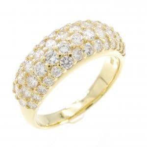 K18YG パヴェ ダイヤモンド リング 1.37CT
