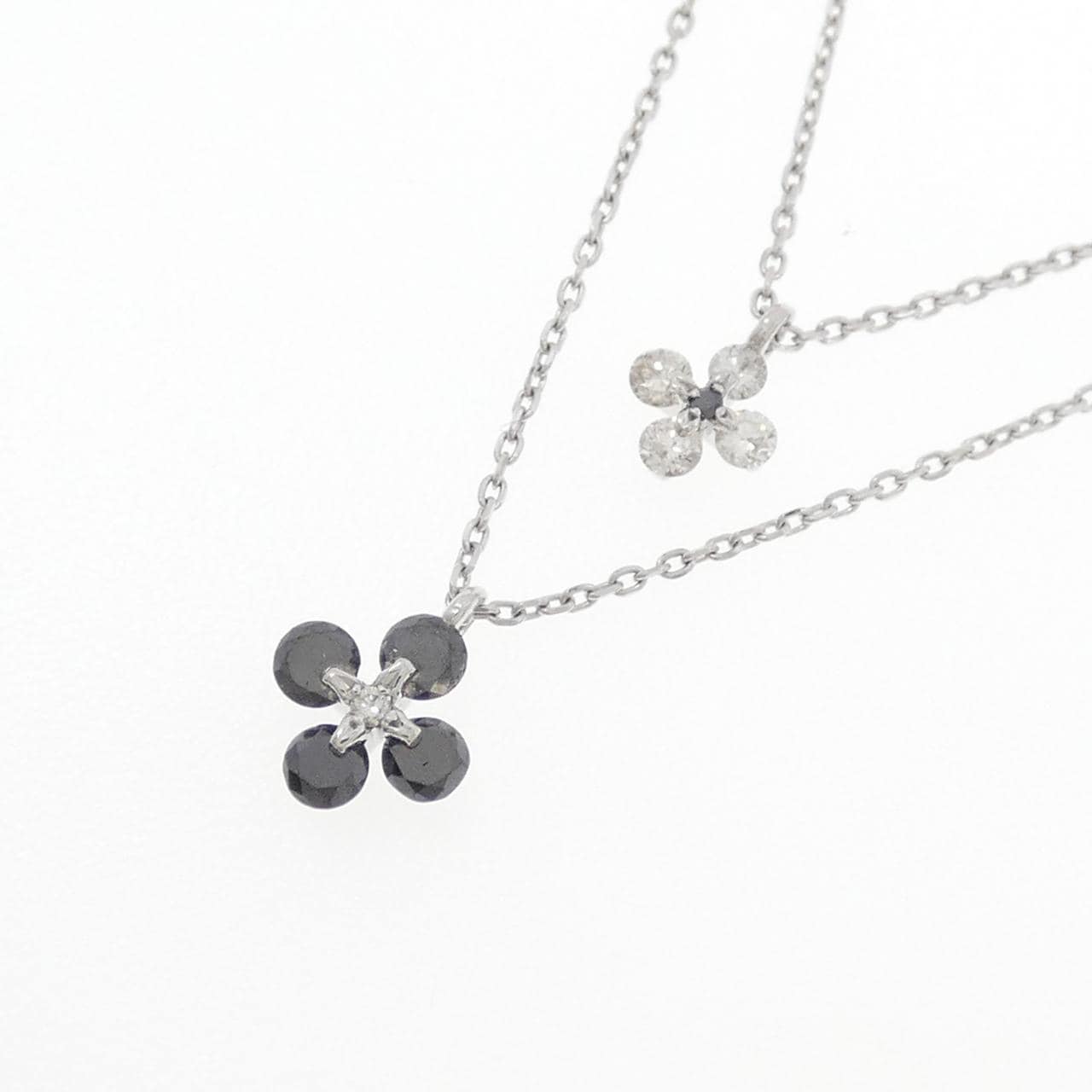K18WG フラワー ダイヤモンド ネックレス 0.50CT