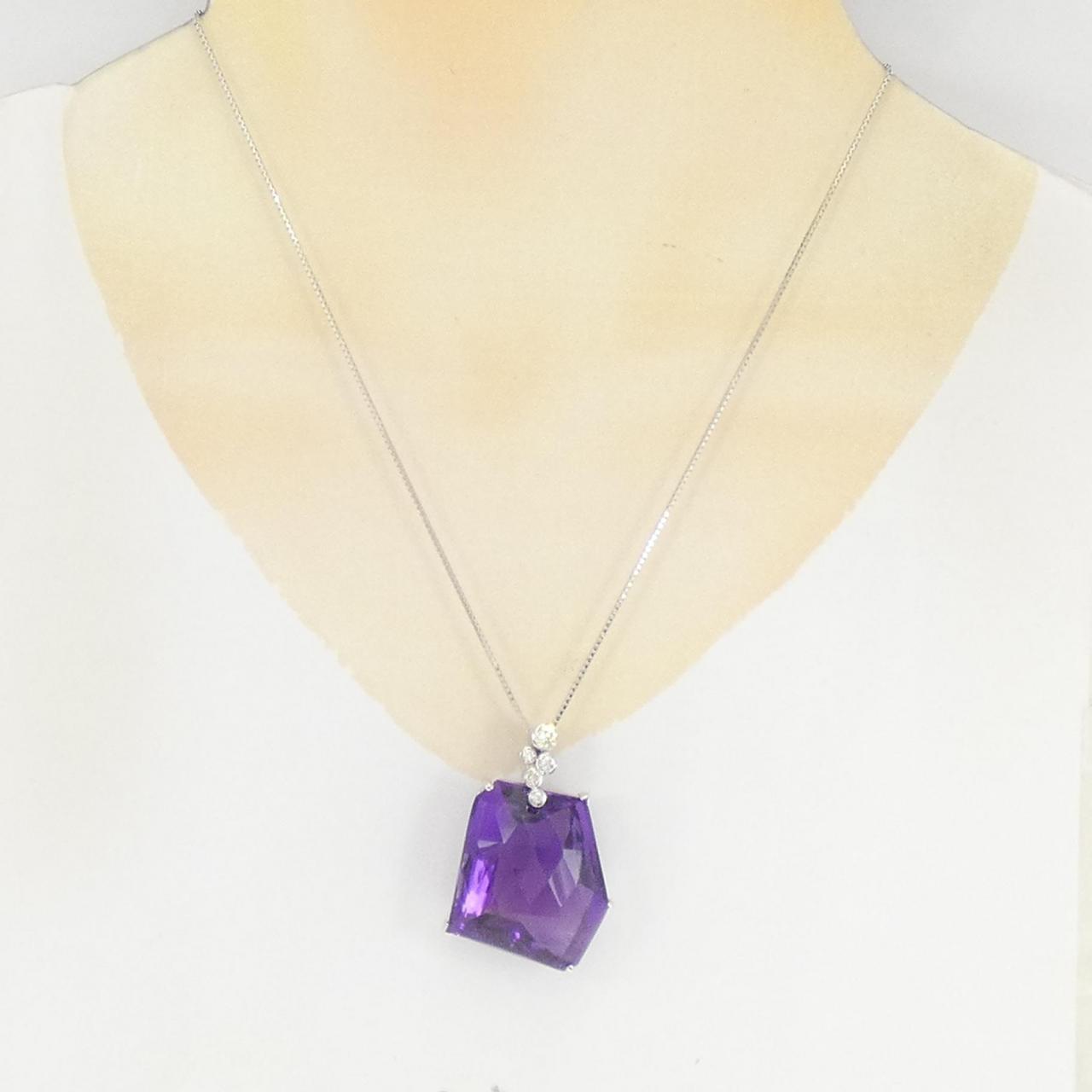 K18WG Amethyst Necklace 68.30CT