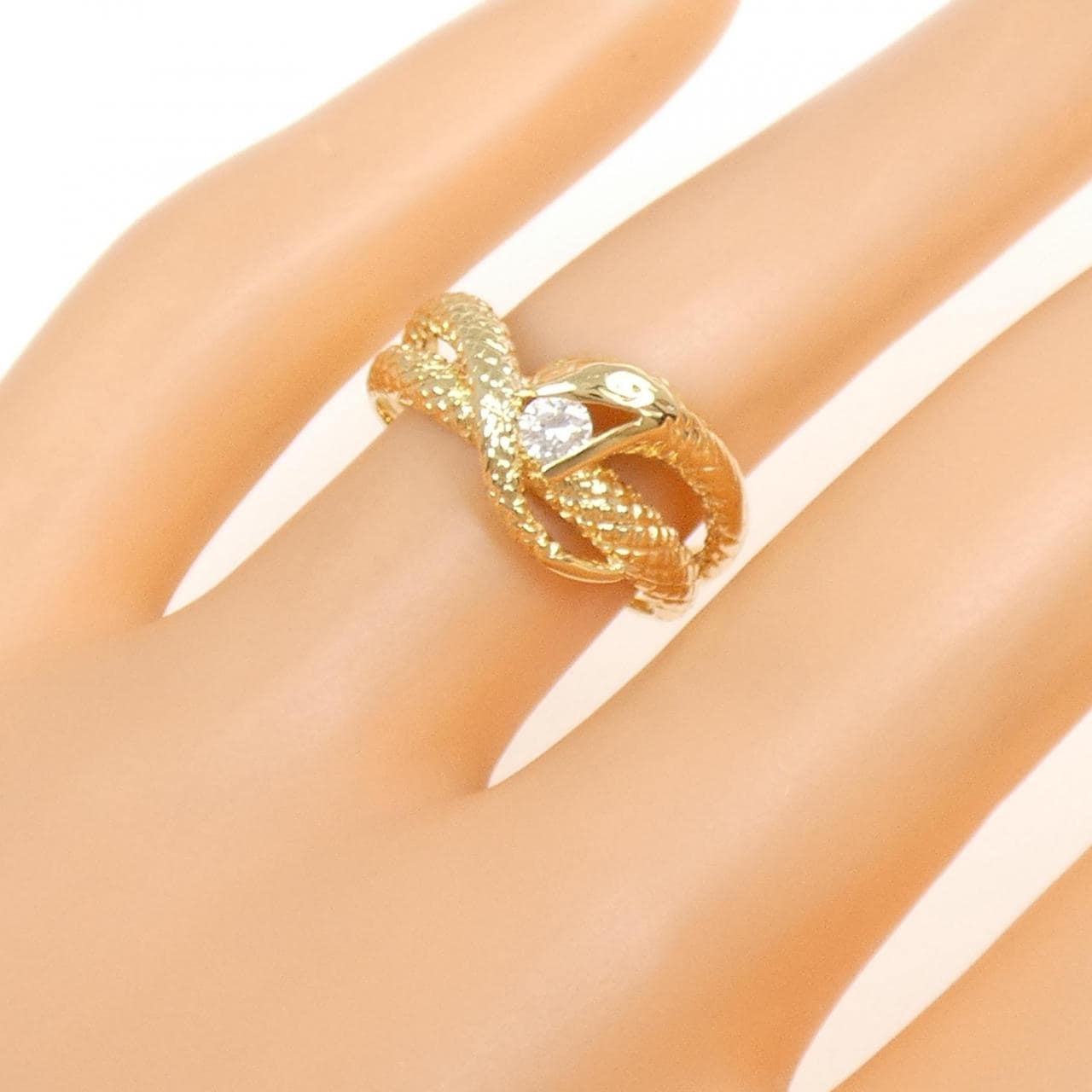 K18YG スネーク ダイヤモンド リング 0.13CT