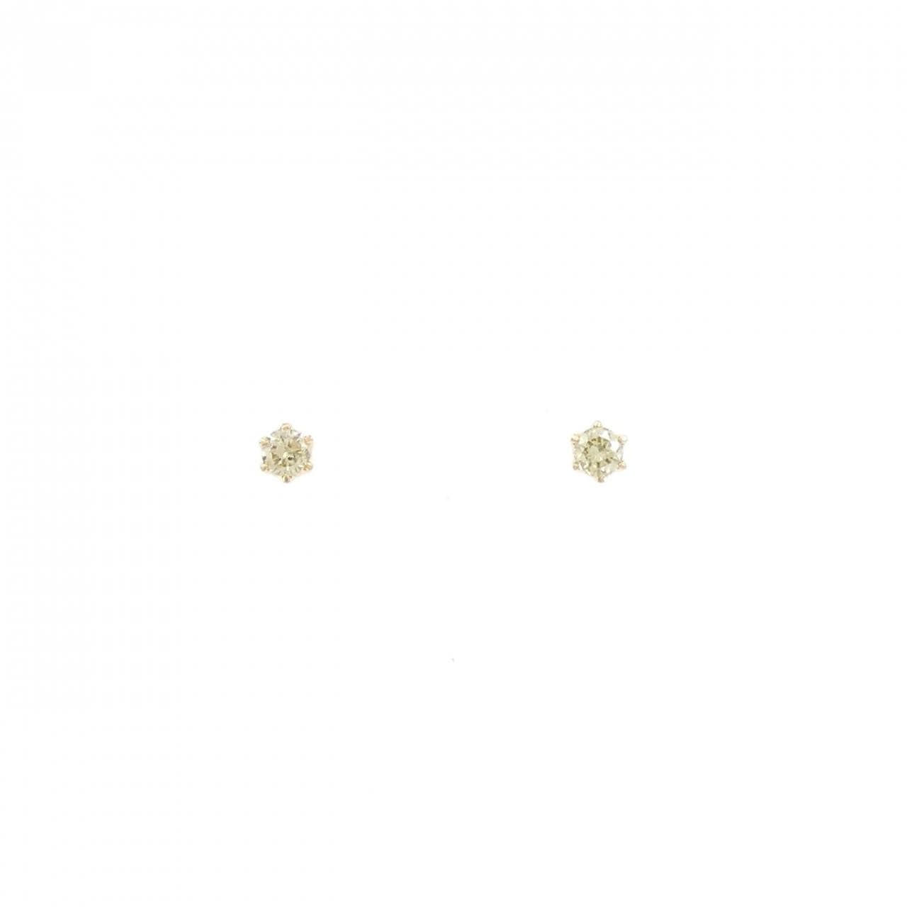 K18YG ソリティア ダイヤモンド ピアス 0.10CT