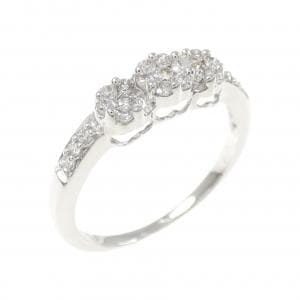 K18WG フラワー ダイヤモンド リング 0.25CT