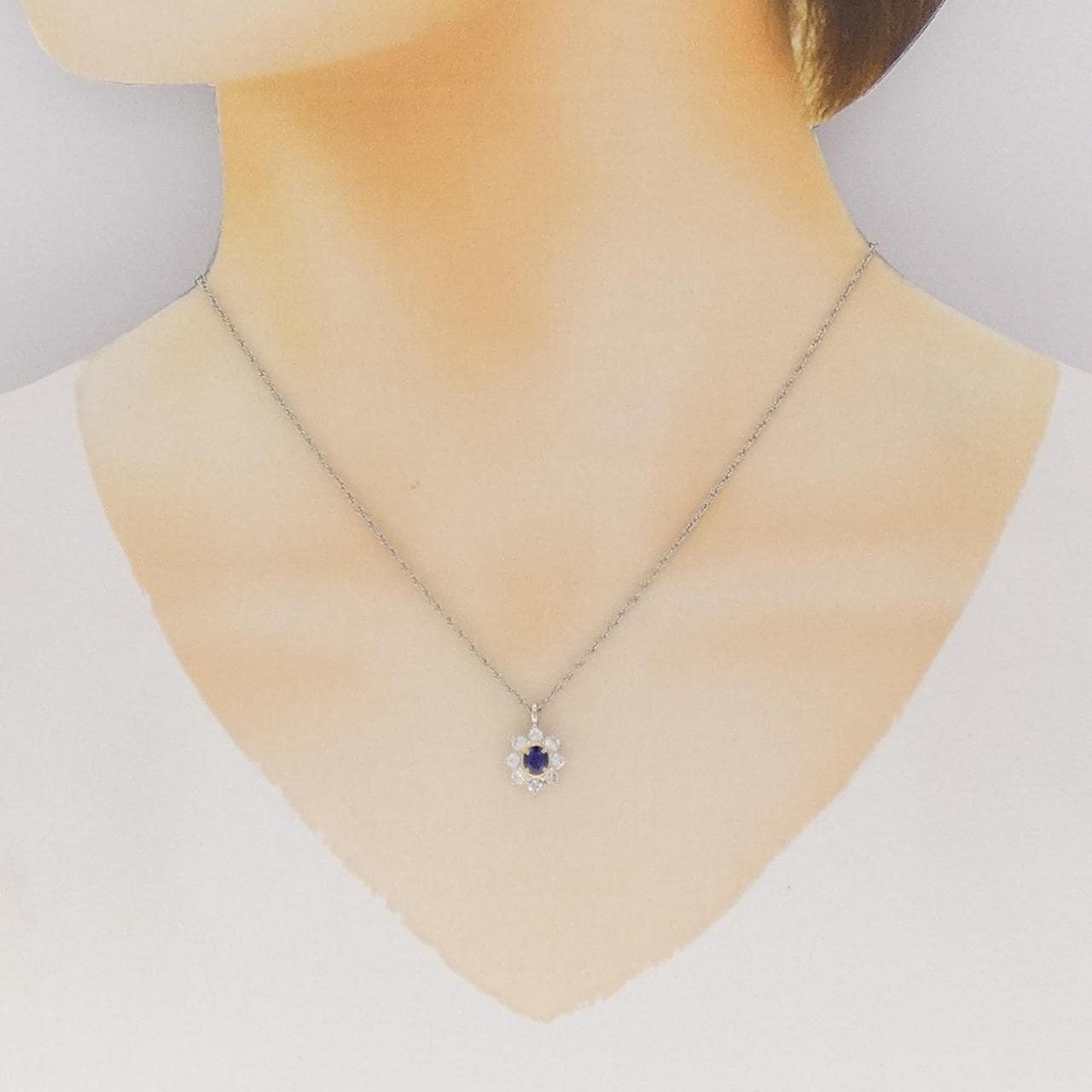 PT900/K18YG/PT850 サファイヤ ネックレス 0.64CT