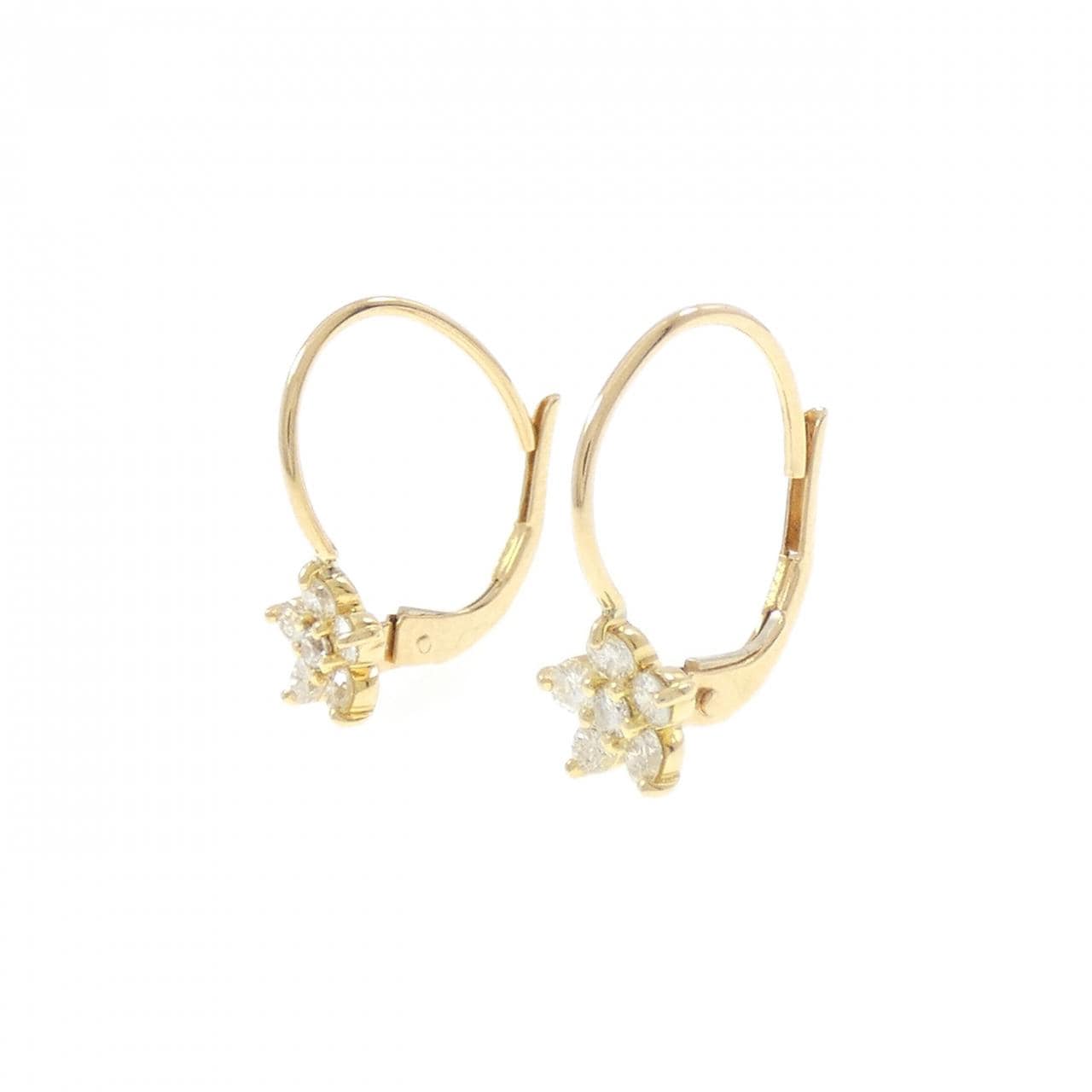 K18YG フラワー ダイヤモンド ピアス 0.40CT