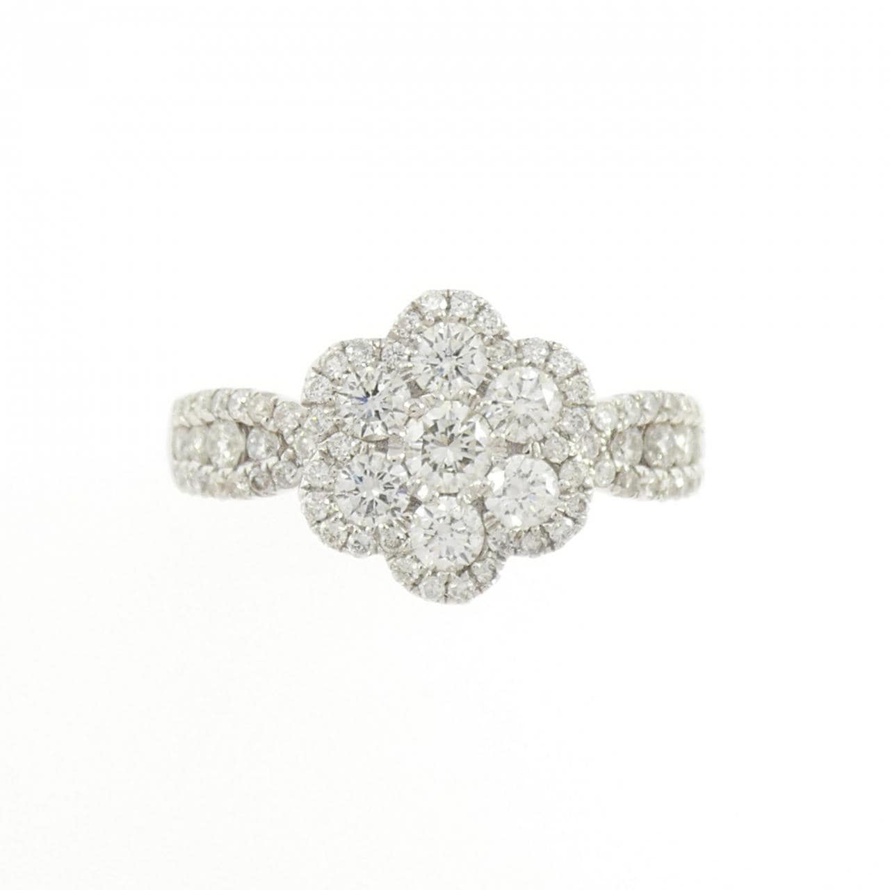 K18WG フラワー ダイヤモンド リング 0.94CT