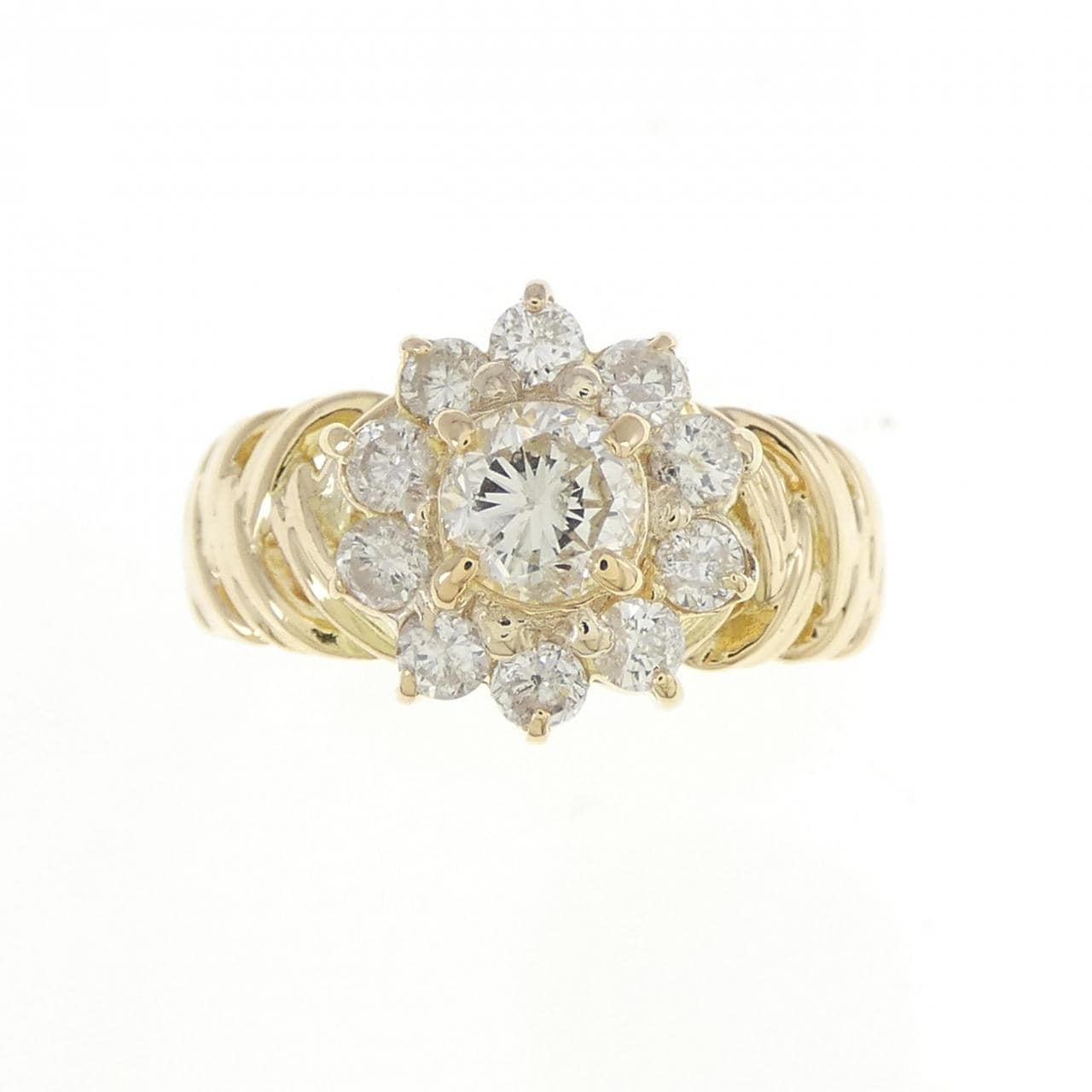 K18YG フラワー ダイヤモンド リング 0.44CT