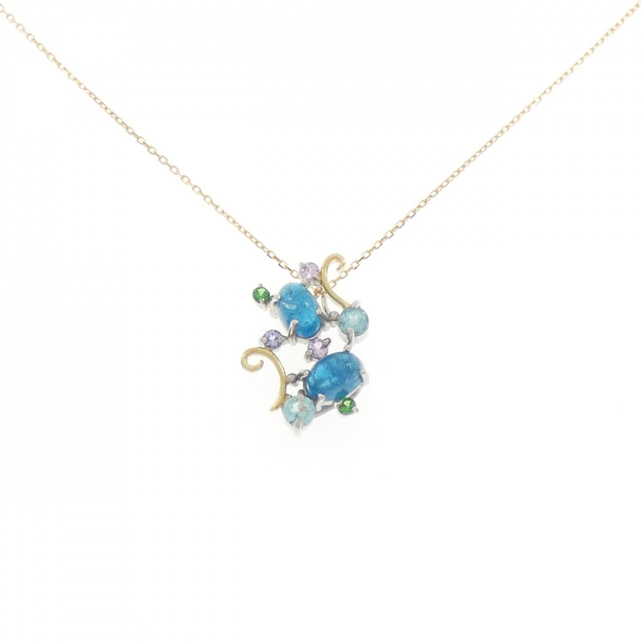 PT900/K18YG アパタイト ネックレス 1.493CT