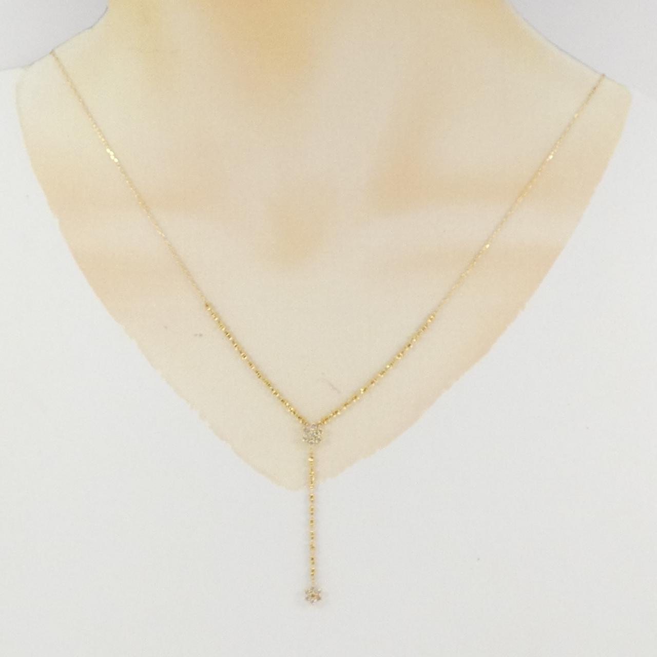 K18YG フラワー ダイヤモンド ネックレス 0.30CT
