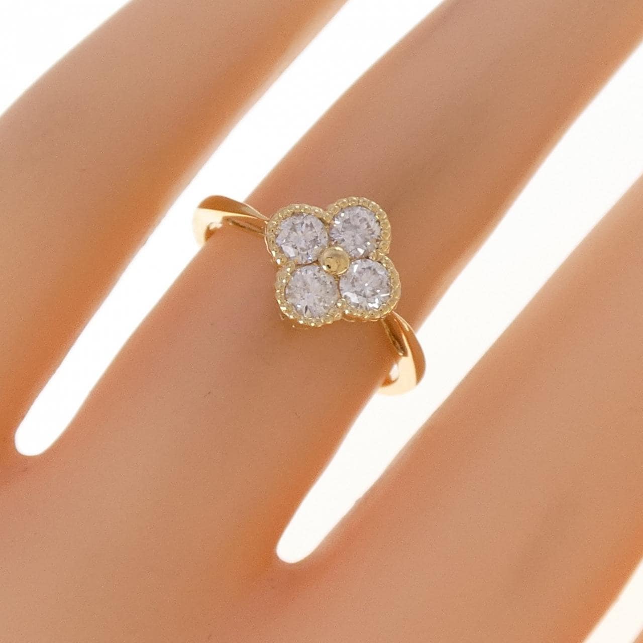 K18YG フラワー ダイヤモンド リング 0.50CT