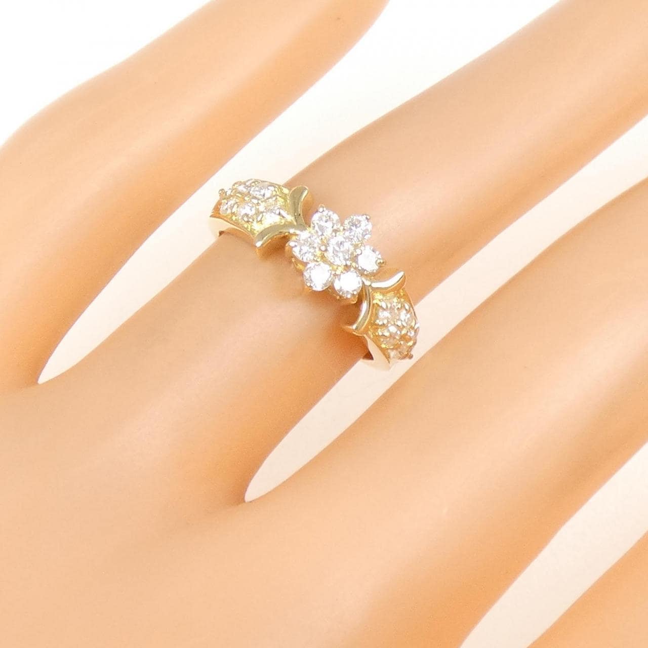 K18YG フラワー ダイヤモンド リング 0.50CT