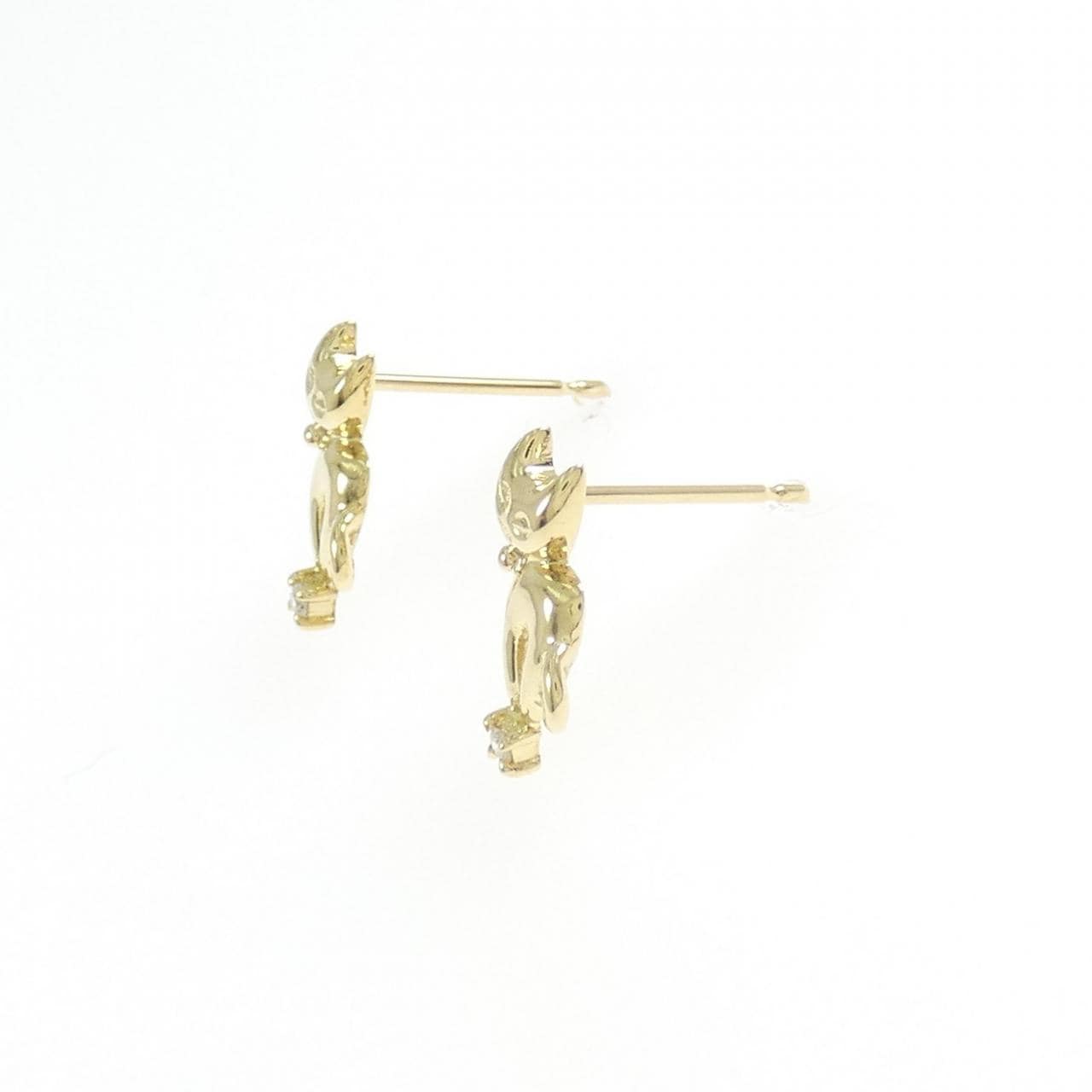 K18YG キャット ダイヤモンド ピアス 0.02CT