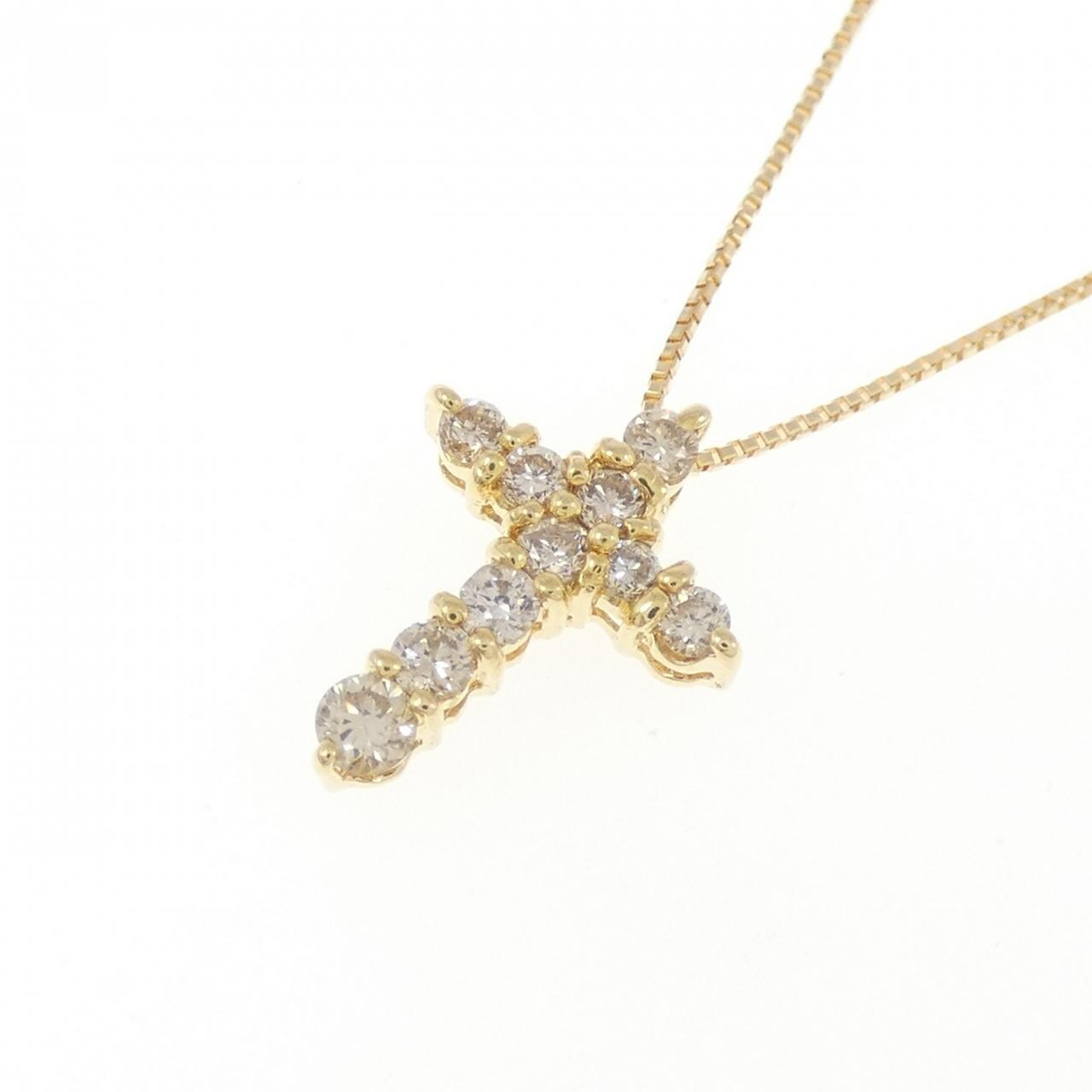 K18YG クロス ダイヤモンド ネックレス 0.30CT