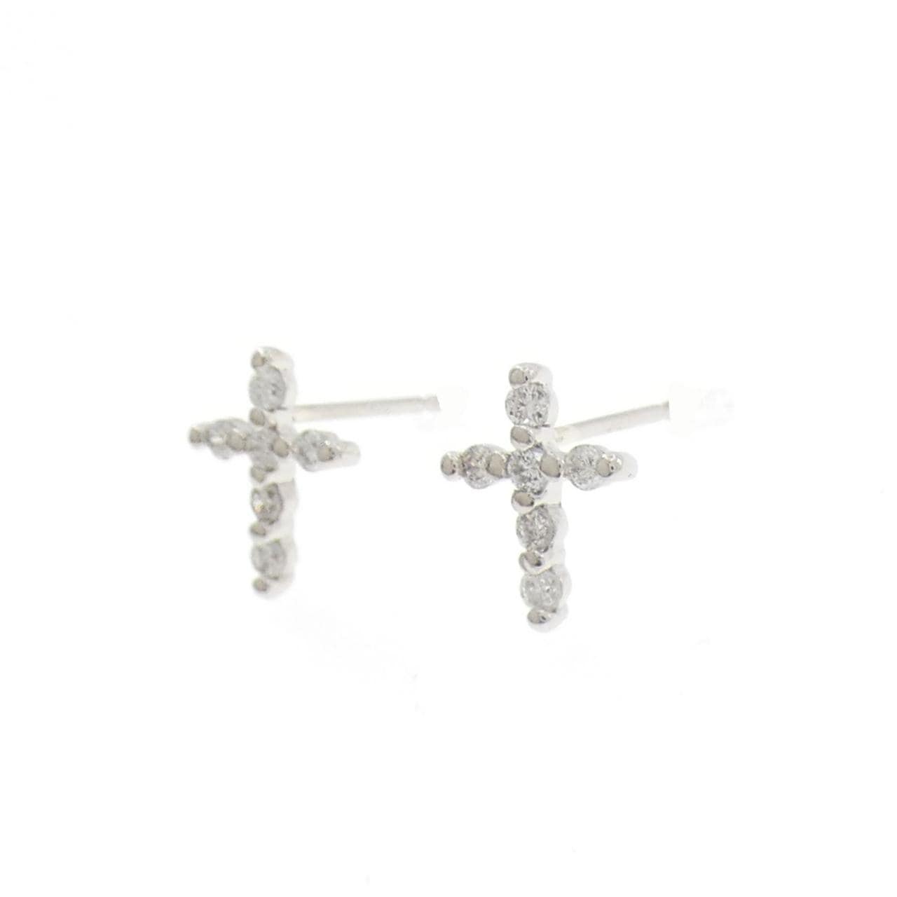 PT900 クロス ダイヤモンド ピアス 0.20CT