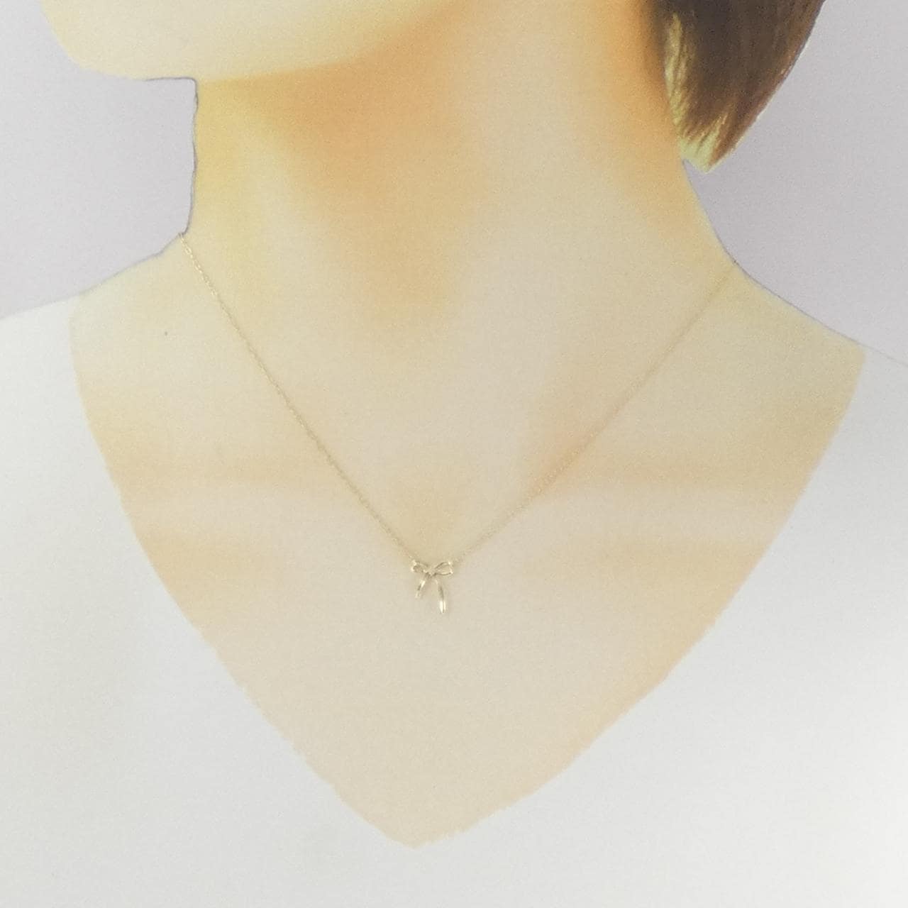 K10YG リボン ダイヤモンド ネックレス 0.01CT