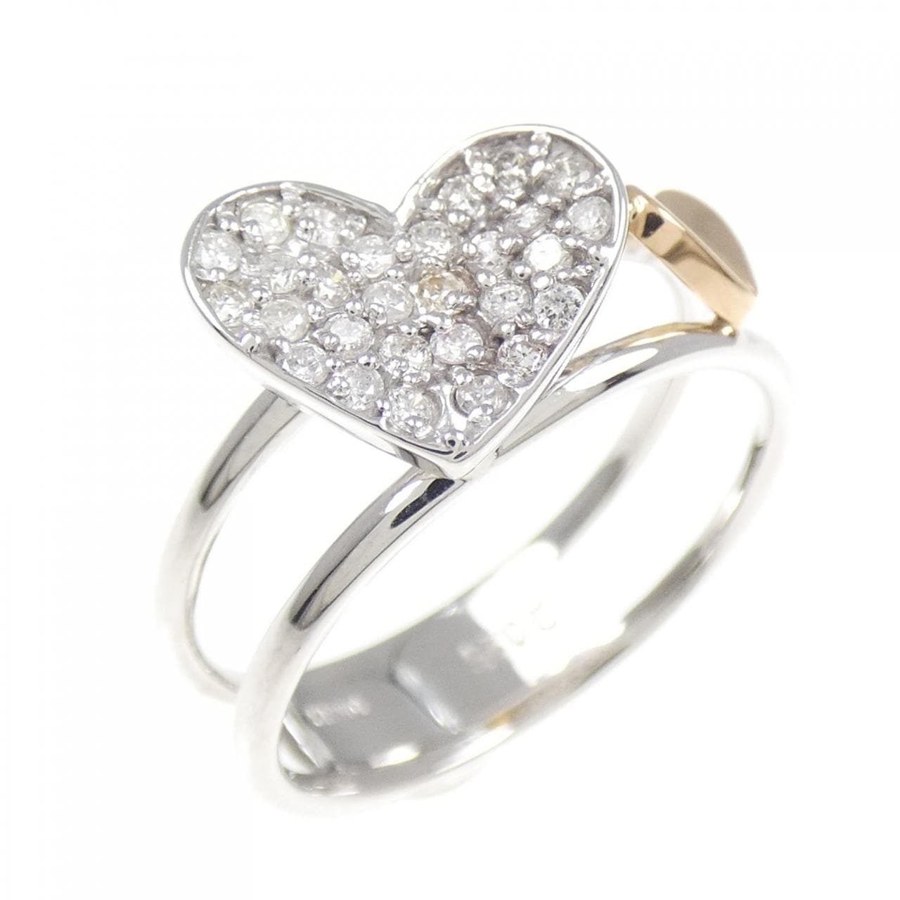 K18WG/K18PG ハート パヴェ ダイヤモンド リング 0.25CT