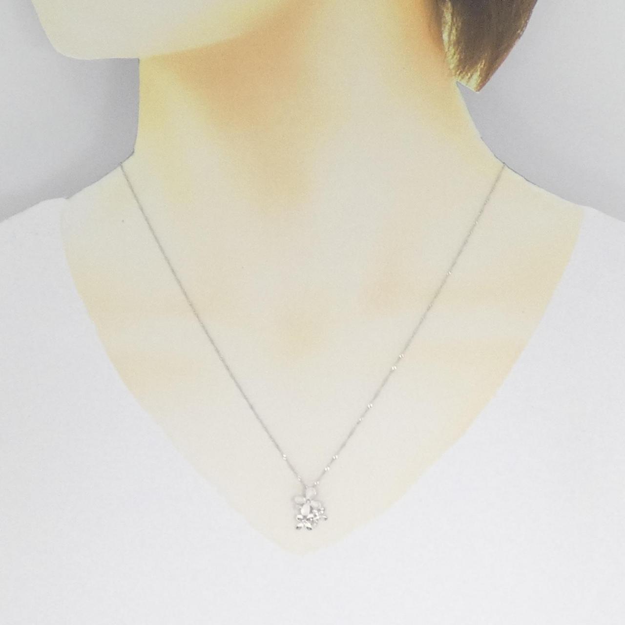 K10WG フラワー ダイヤモンド ネックレス 0.02CT