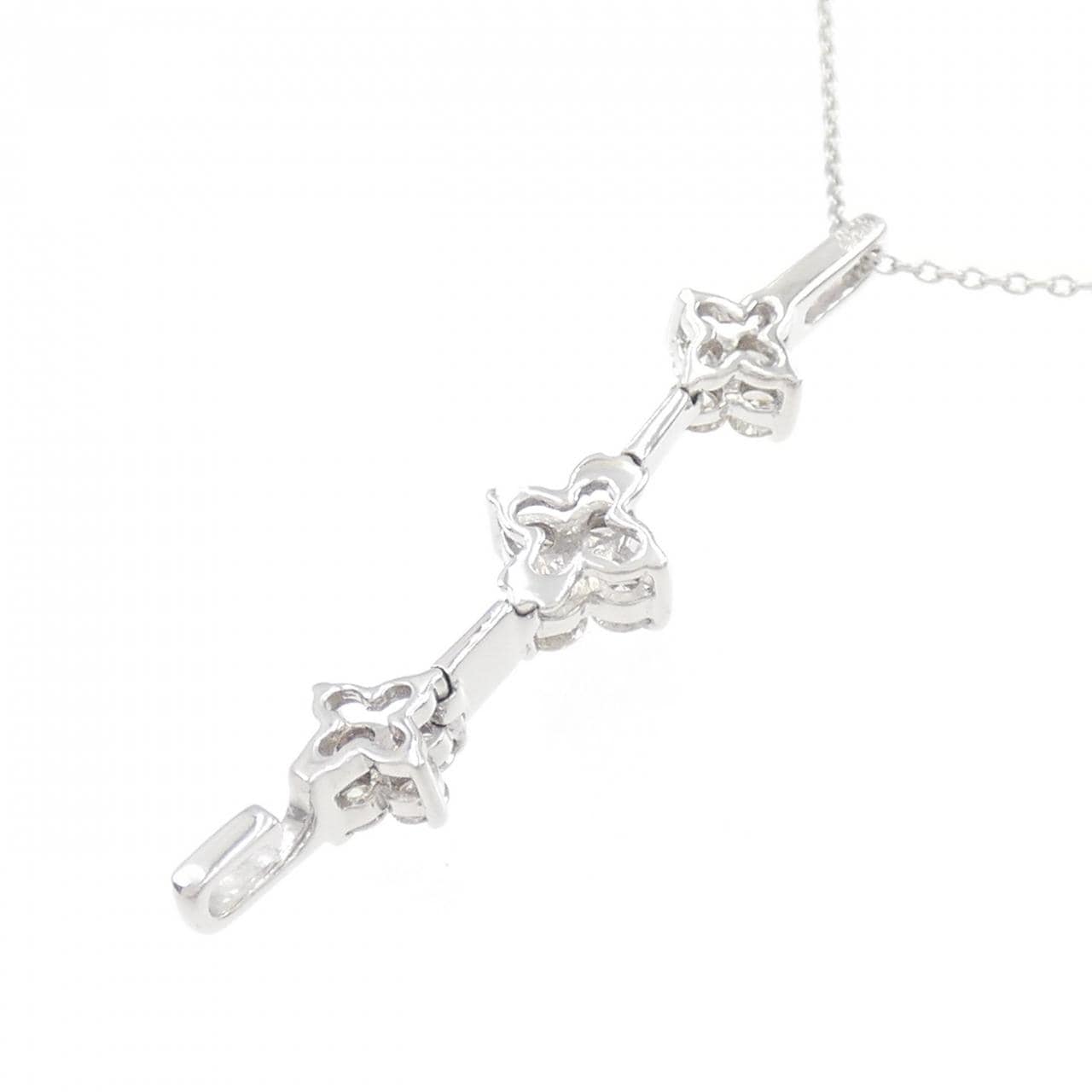 K18WG 2WAY フラワー ダイヤモンド ネックレス 0.50CT