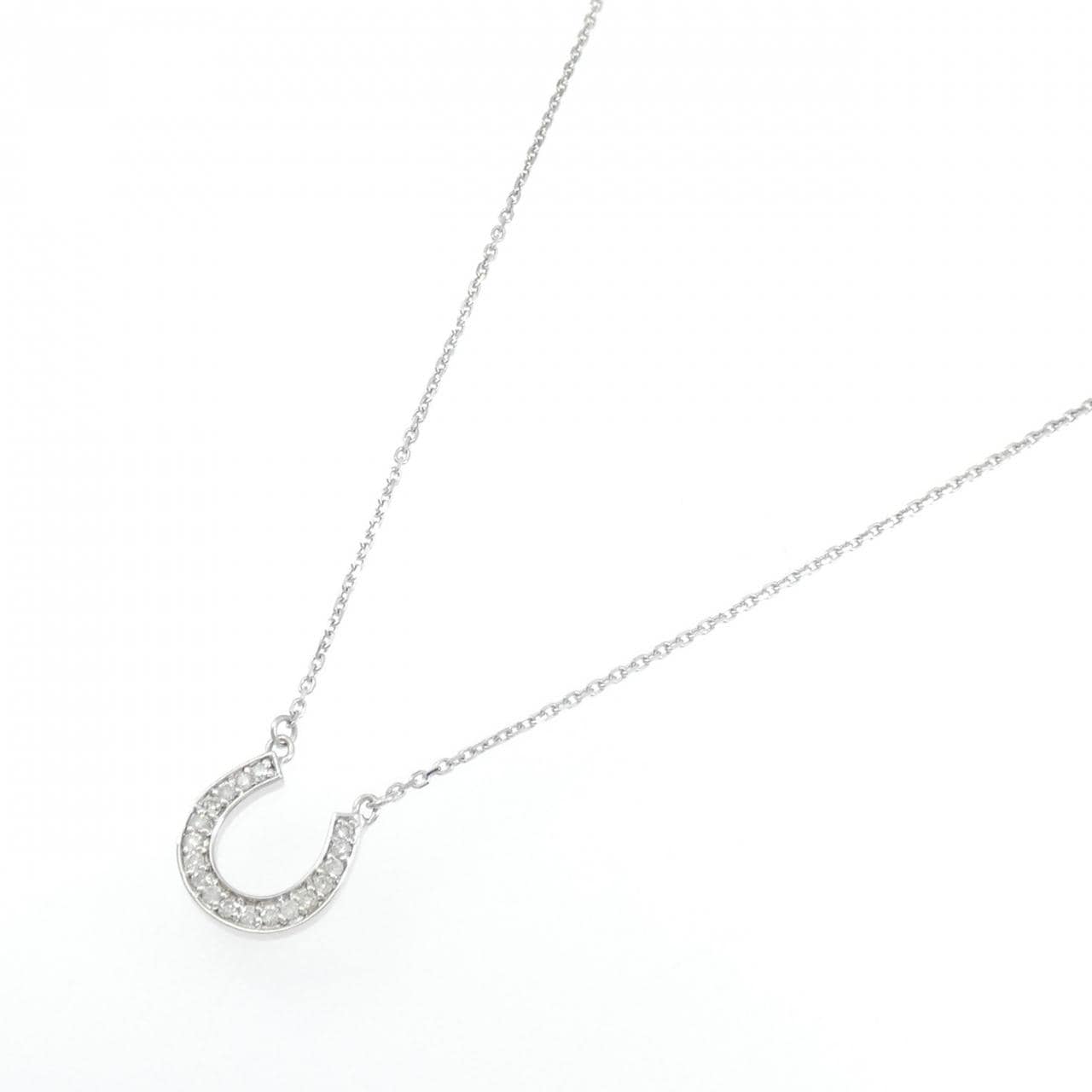 K18WG ホースシュー ダイヤモンド ネックレス 0.18CT
