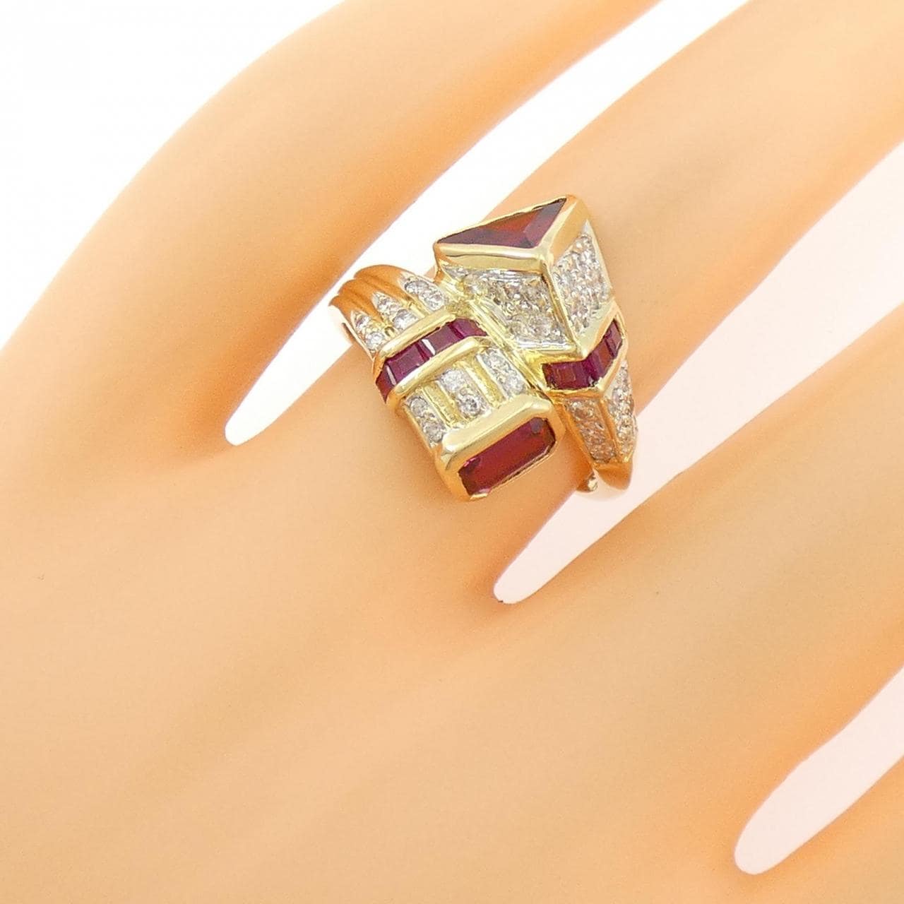 K18YG/K18WG ルビー リング 1.58CT