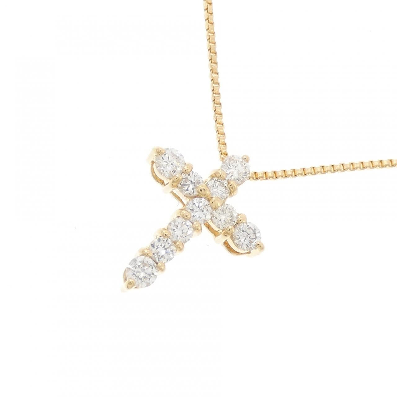 K18YG クロス ダイヤモンド ネックレス 0.30CT