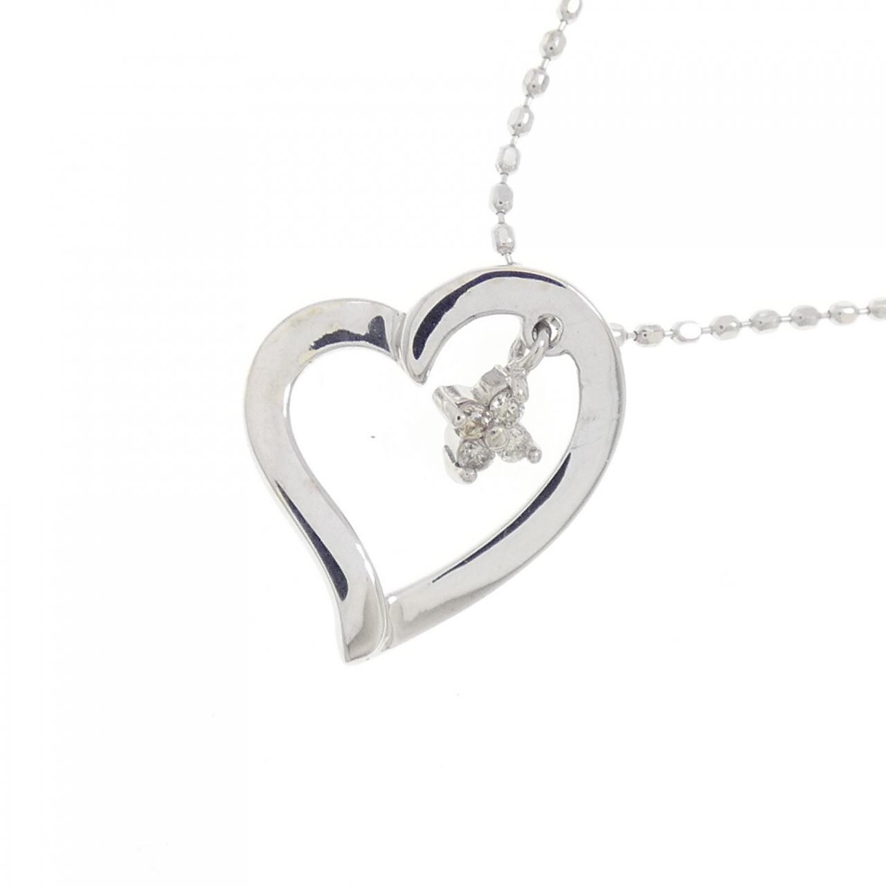 K10WG ハート ダイヤモンド ネックレス 0.03CT