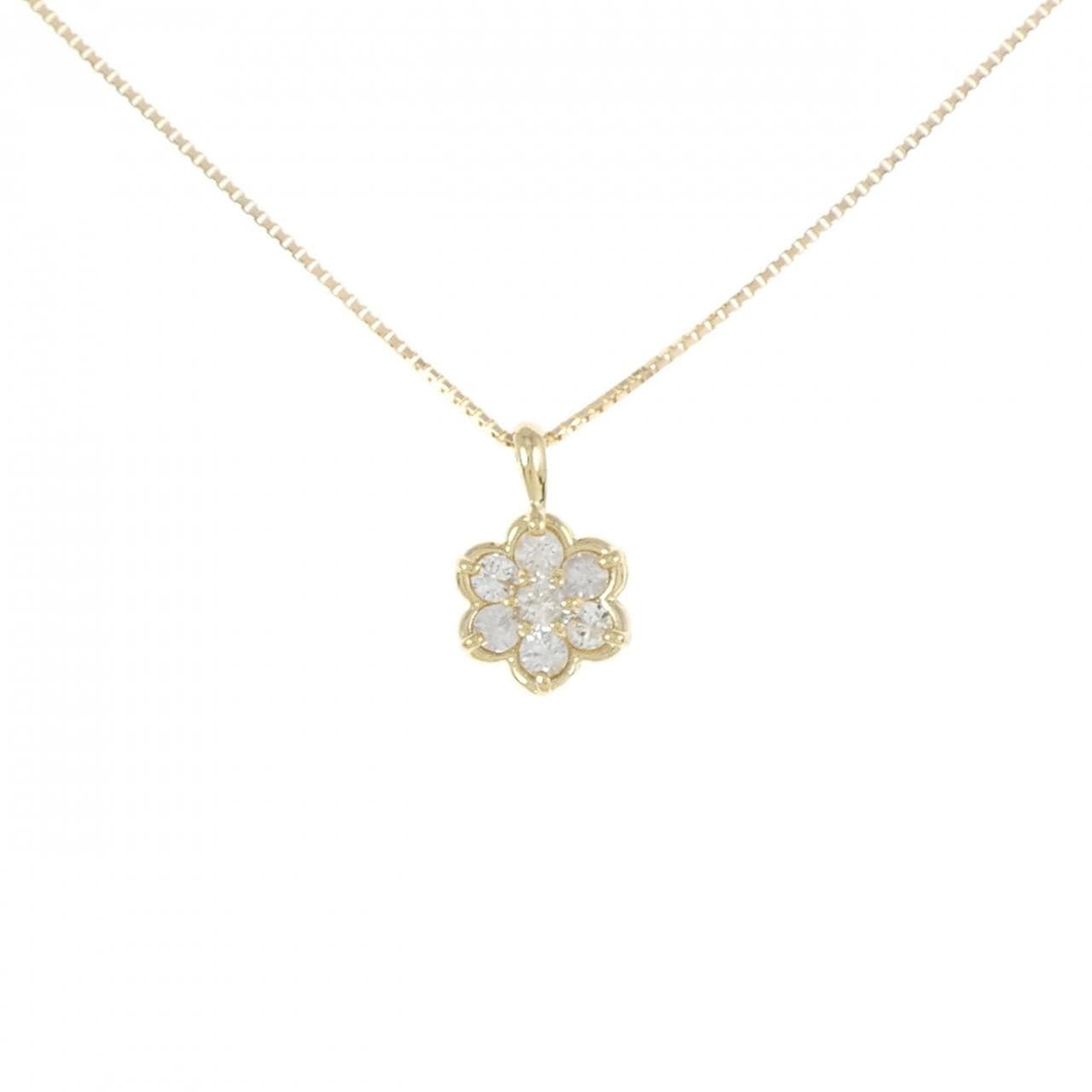 K18YG Flower White Sapphire Necklace