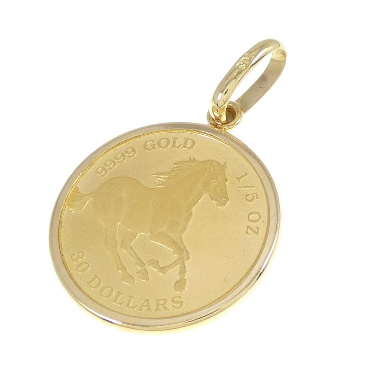 [BRAND NEW] K18YG frame coin pendant