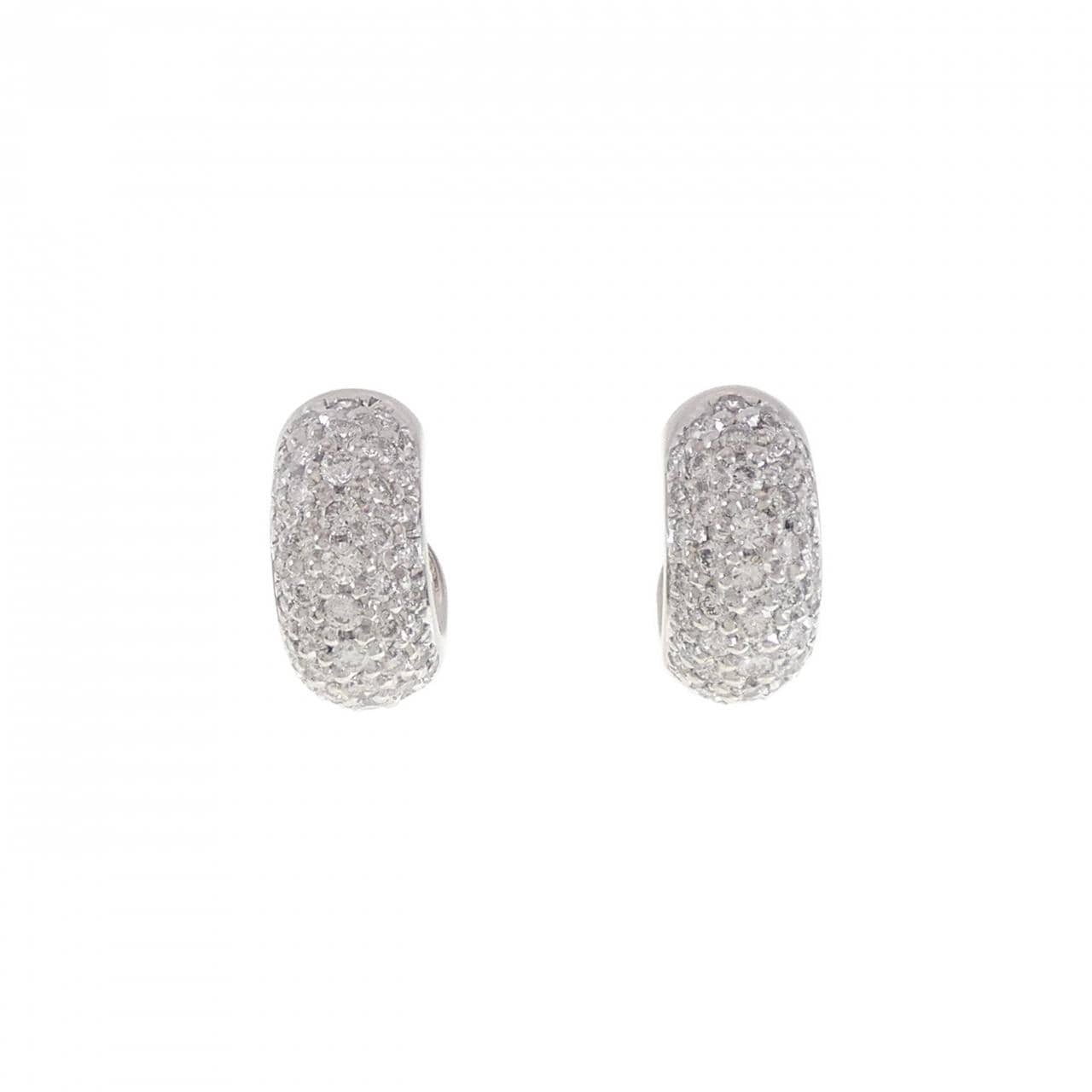 K18WG/K14WG パヴェ ダイヤモンド ピアス 1.48CT