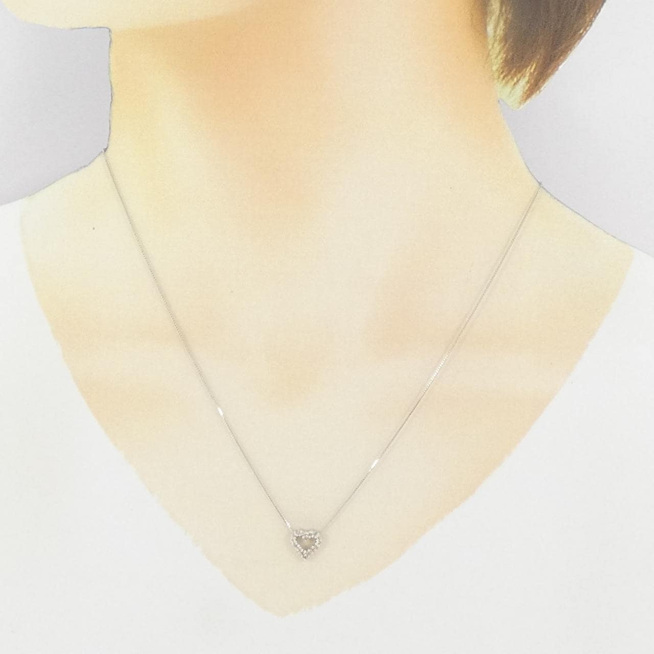 K18WG ハート ダイヤモンド ネックレス 0.20CT