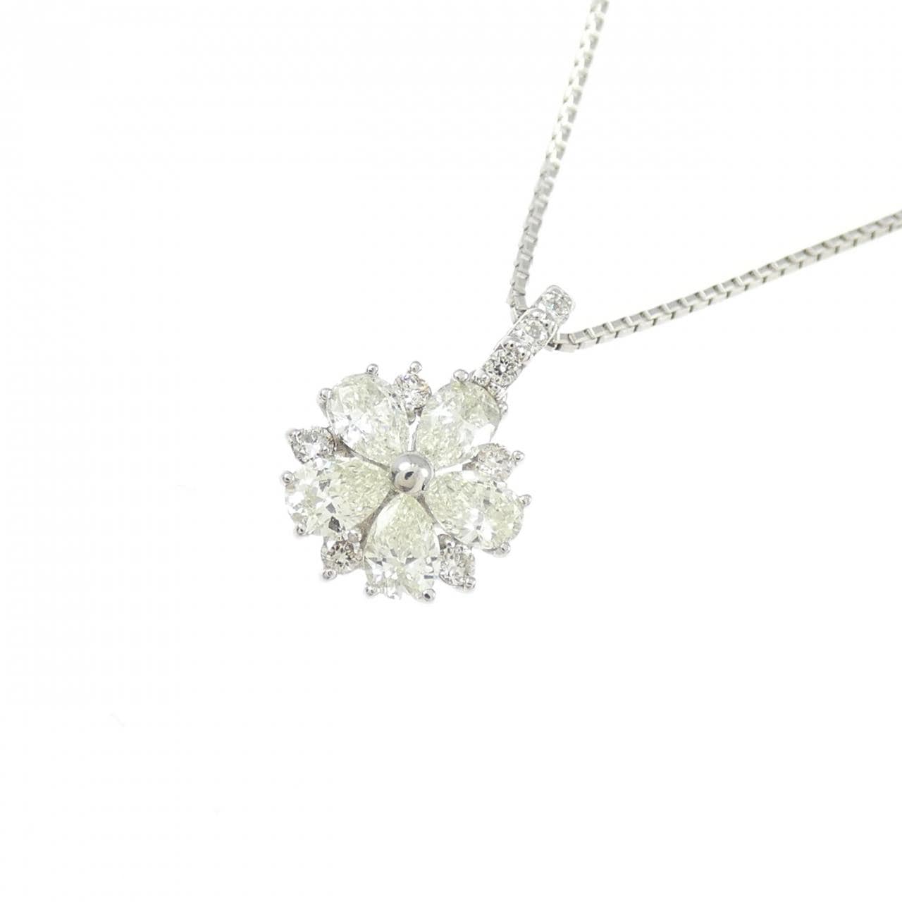 【新品】PT900/PT850 フラワー ダイヤモンド ネックレス 0.30CT