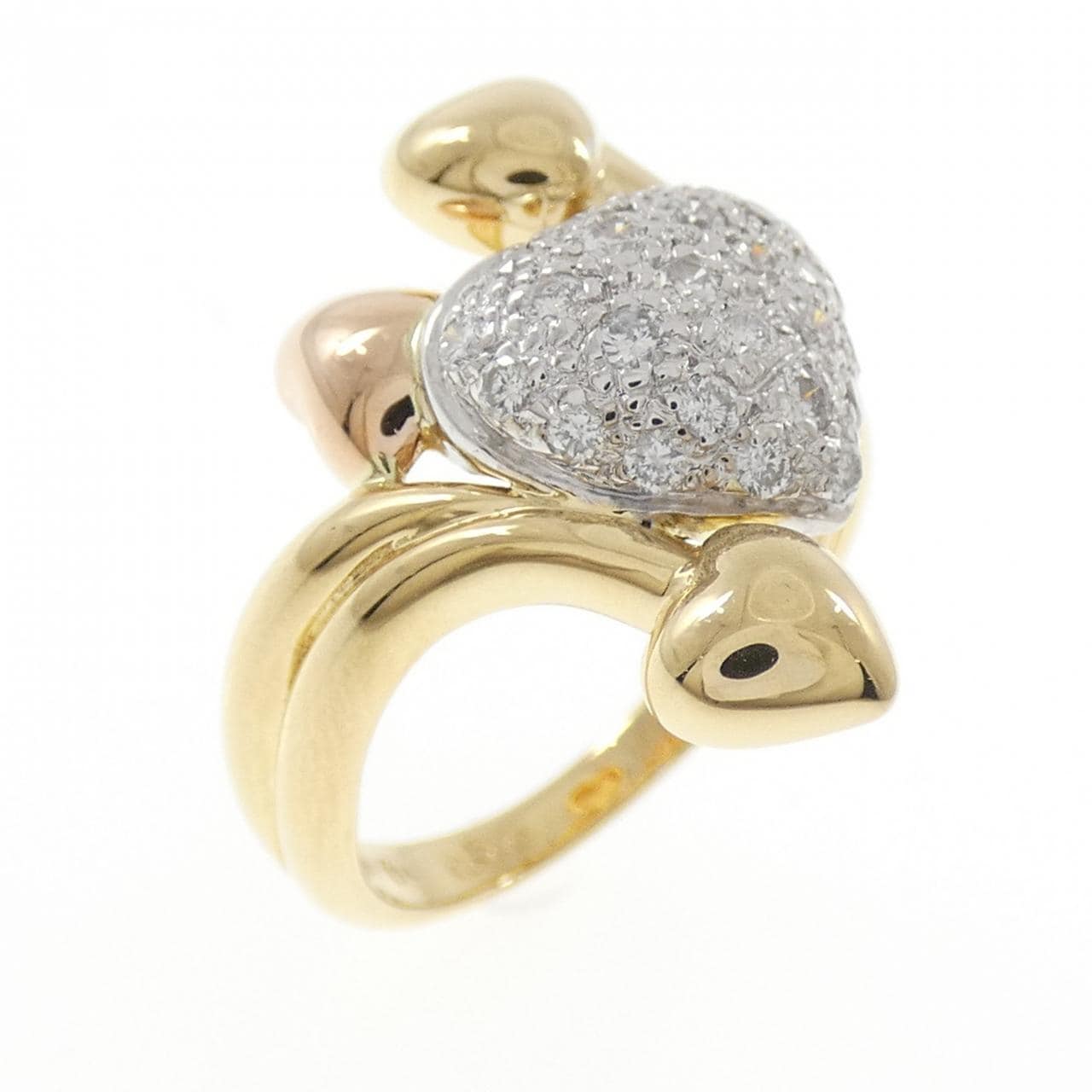 K18スリーカラー ハート ダイヤモンド リング 0.50CT