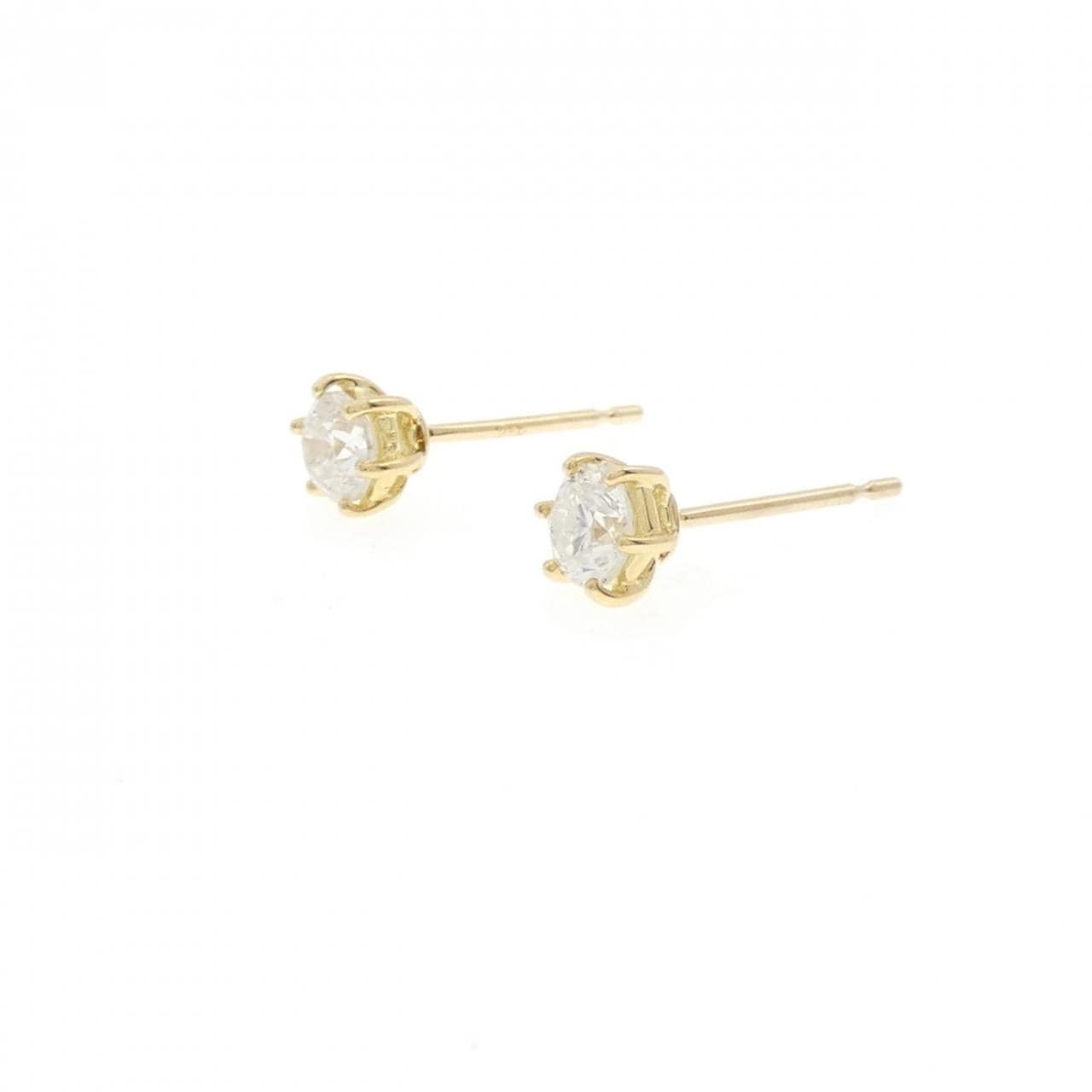 K18YG ソリティア ダイヤモンド ピアス 0.63CT