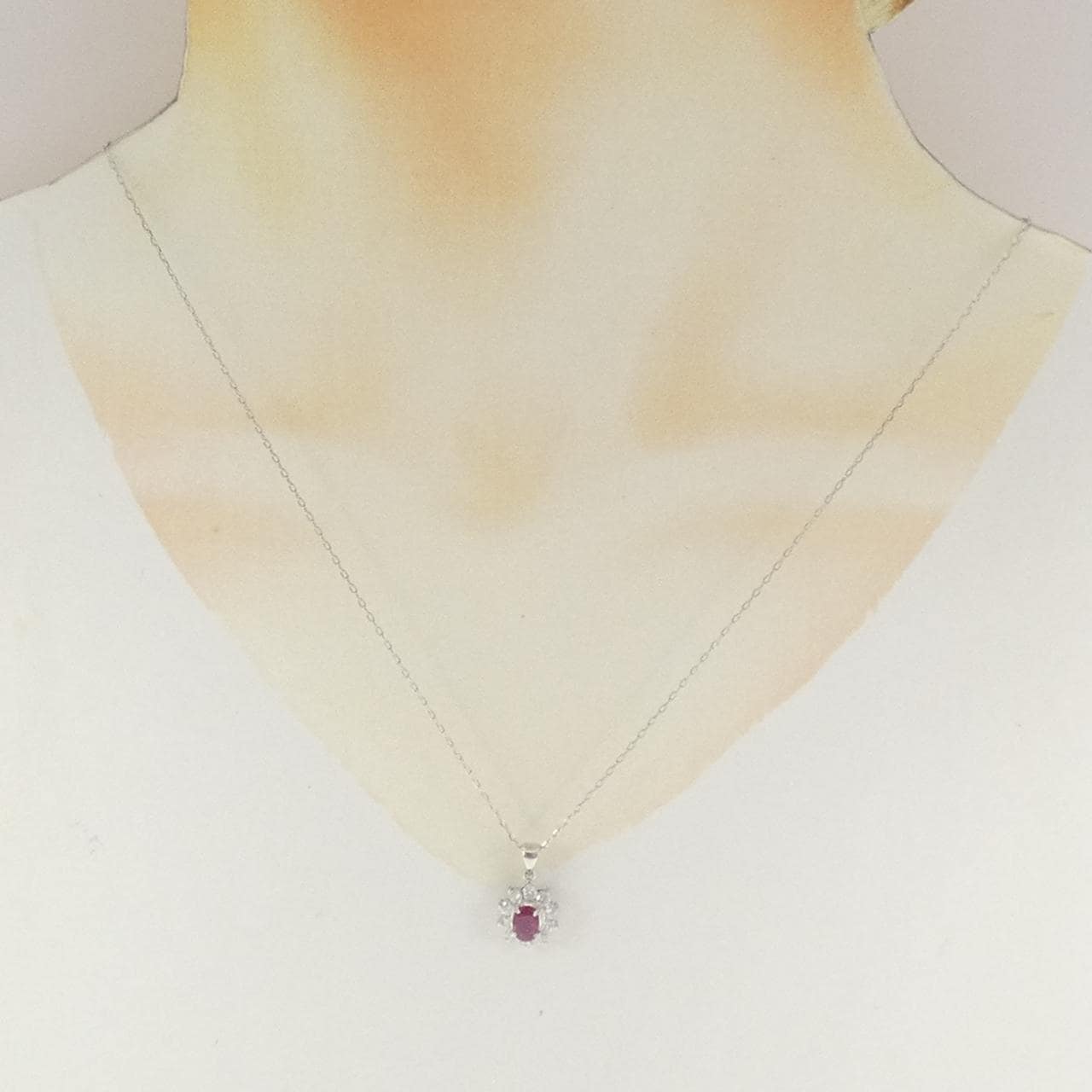 PT900/PT850 ルビー ネックレス 0.72CT