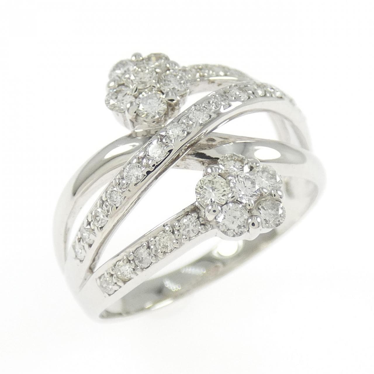 K18WG フラワー ダイヤモンド リング 0.52CT