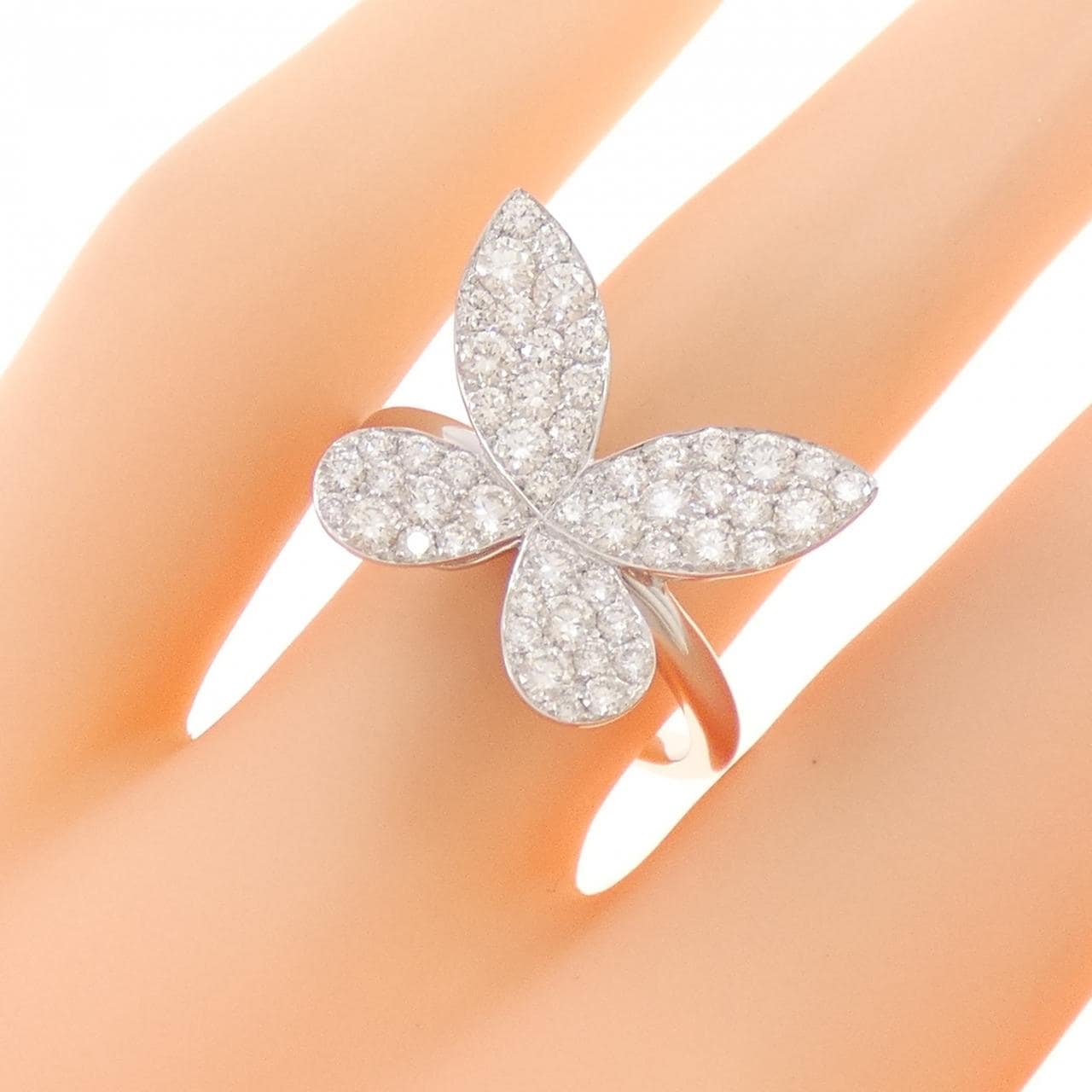 K18WG バタフライ ダイヤモンド リング 1.03CT