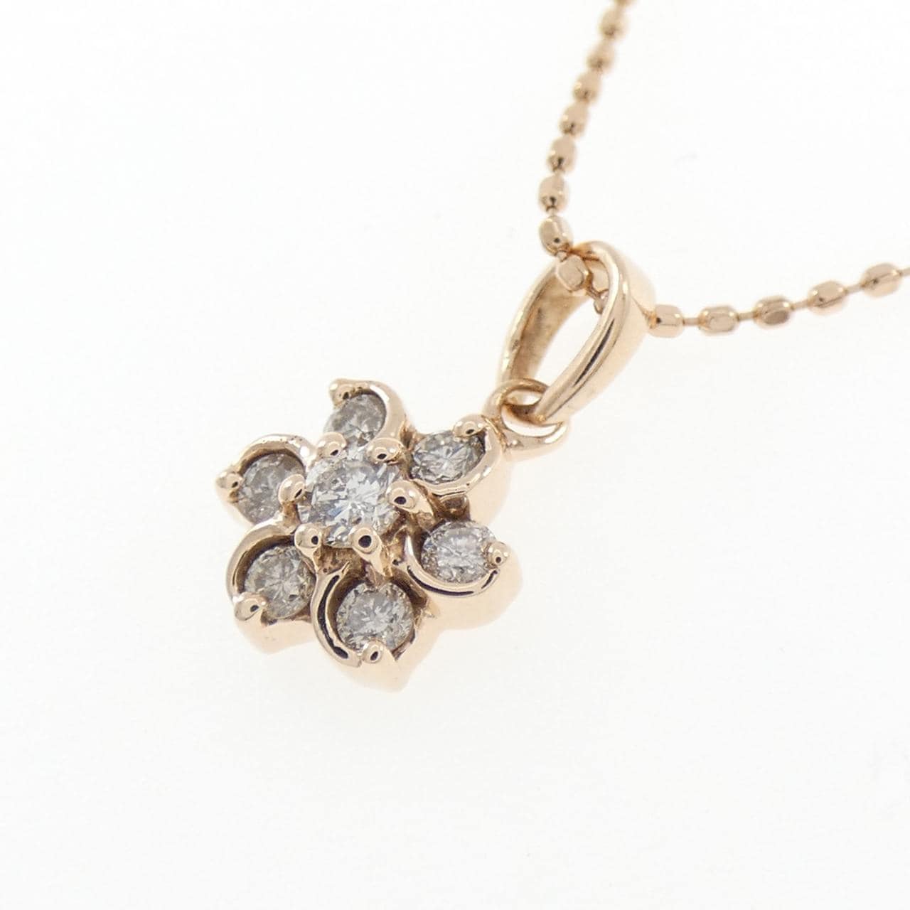 K10PG フラワー ダイヤモンド ネックレス 0.20CT