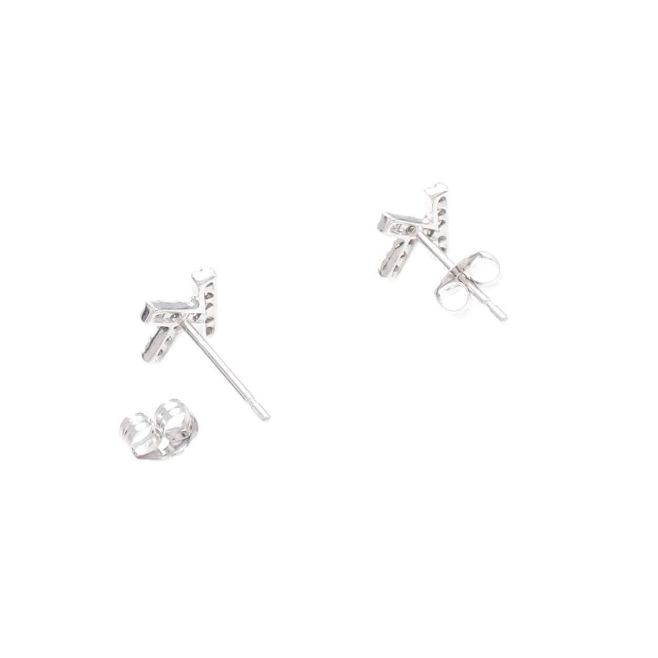 K18WG Initial K Diamond Earrings 0.16CT