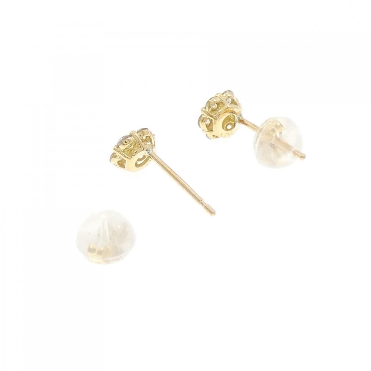 [新品] K18YG 花朵钻石耳环 0.30CT