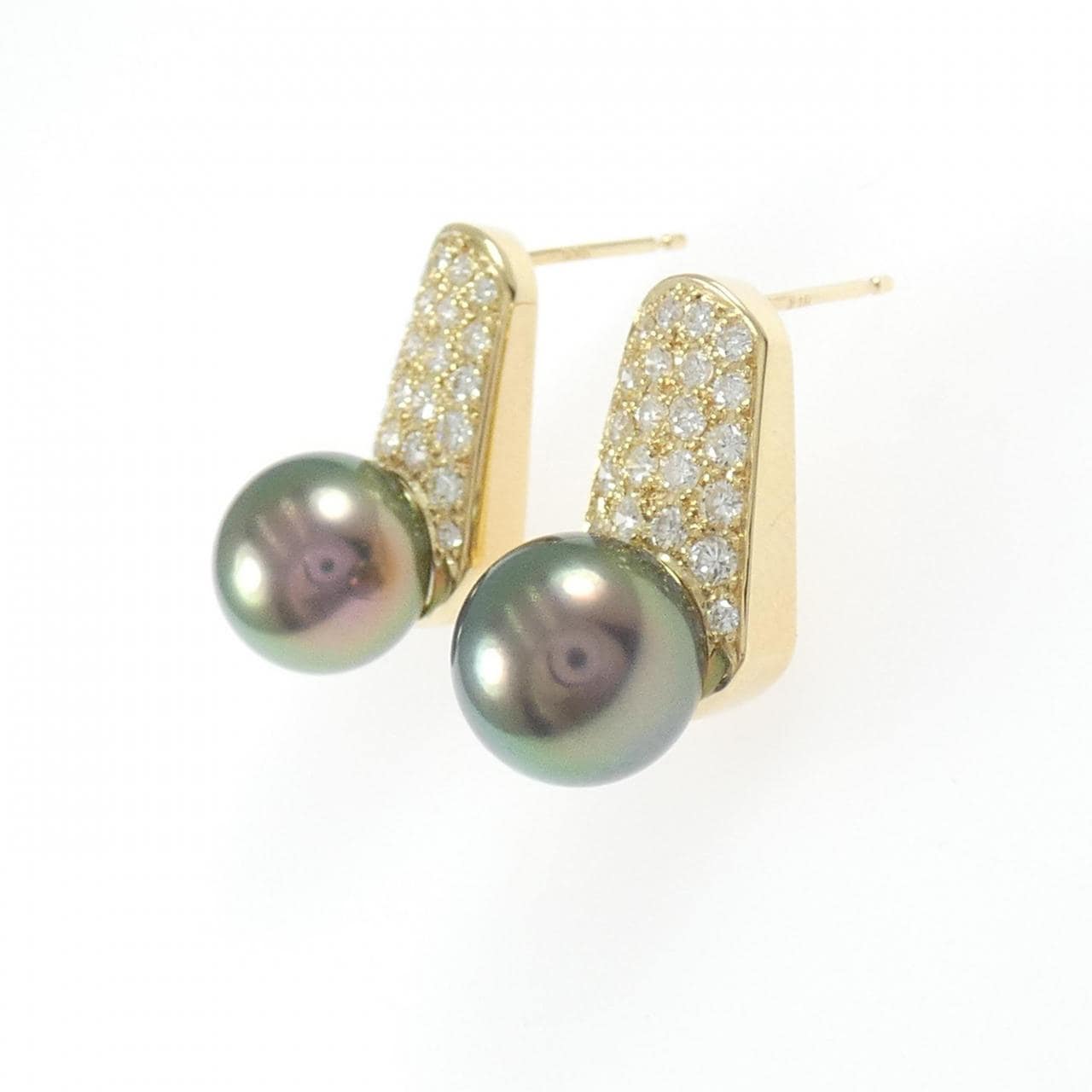 18K黒蝶珍珠耳环，9.3毫米