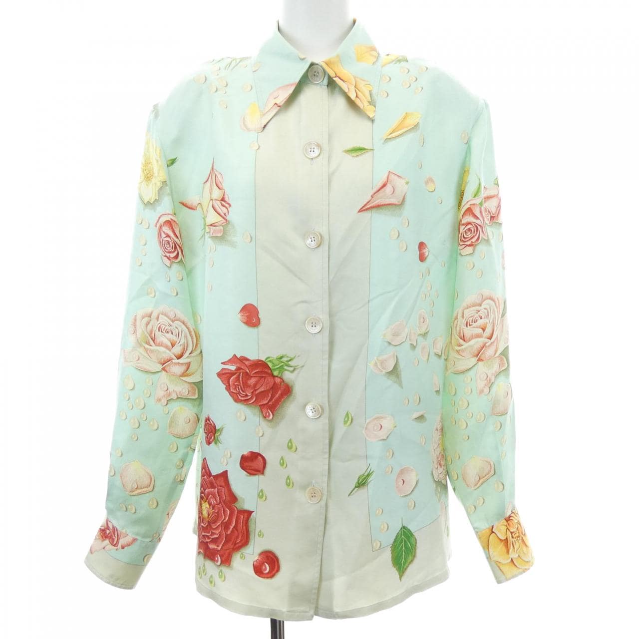 【ヴィンテージ】エルメス HERMES LA ROSEE ツイルレーヌ. シャツ