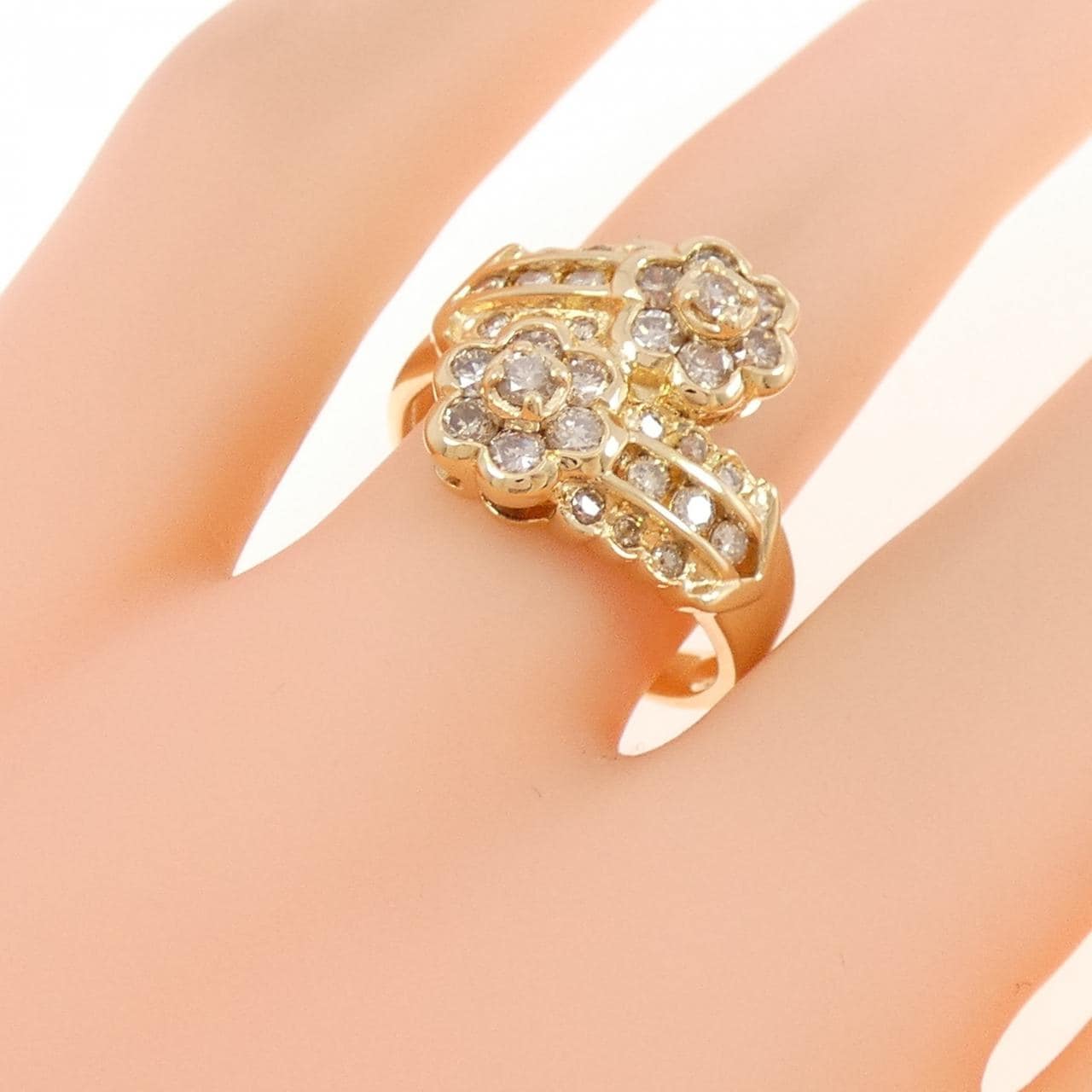 K18YG フラワー ダイヤモンド リング 1.00CT