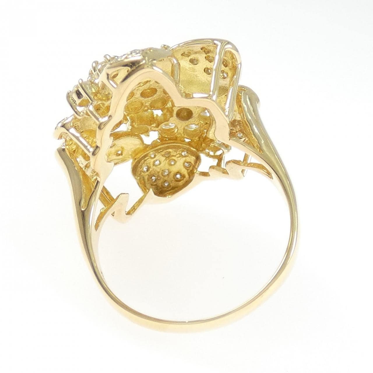 K18YG フラワー ダイヤモンド リング 1.64CT